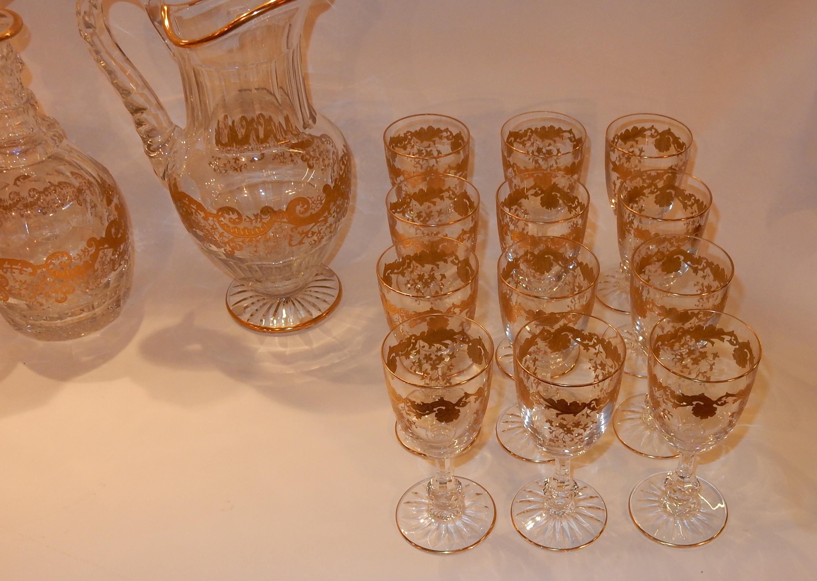 French 1950 Crystal Serveware From St Louis Trianon 22 Piéces Signed