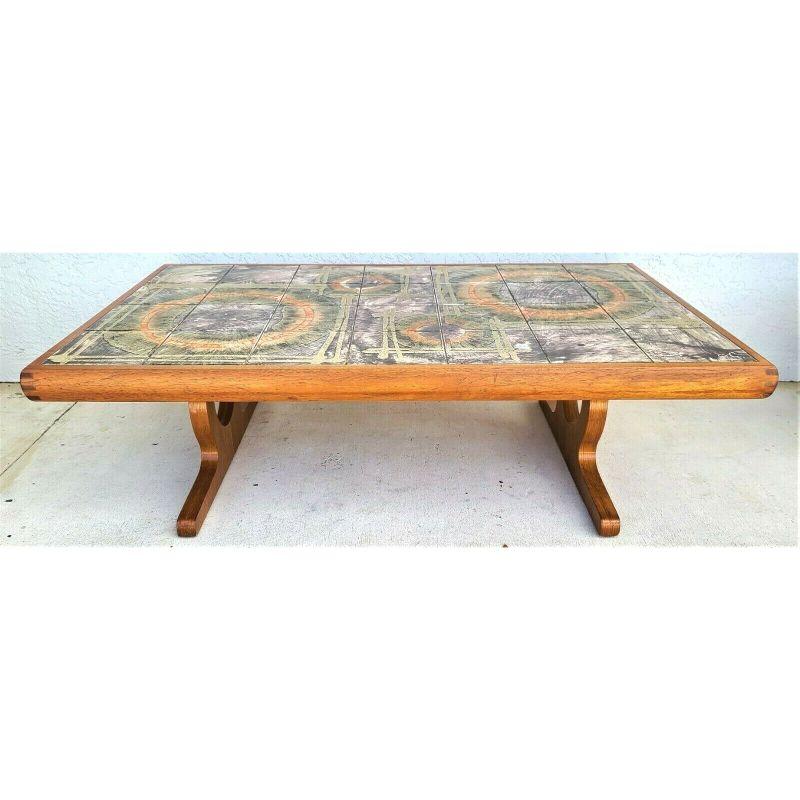 1950 Danish Modern Teak & Tile Coffee Table by Toften Mobelfabrik In Good Condition In Lake Worth, FL