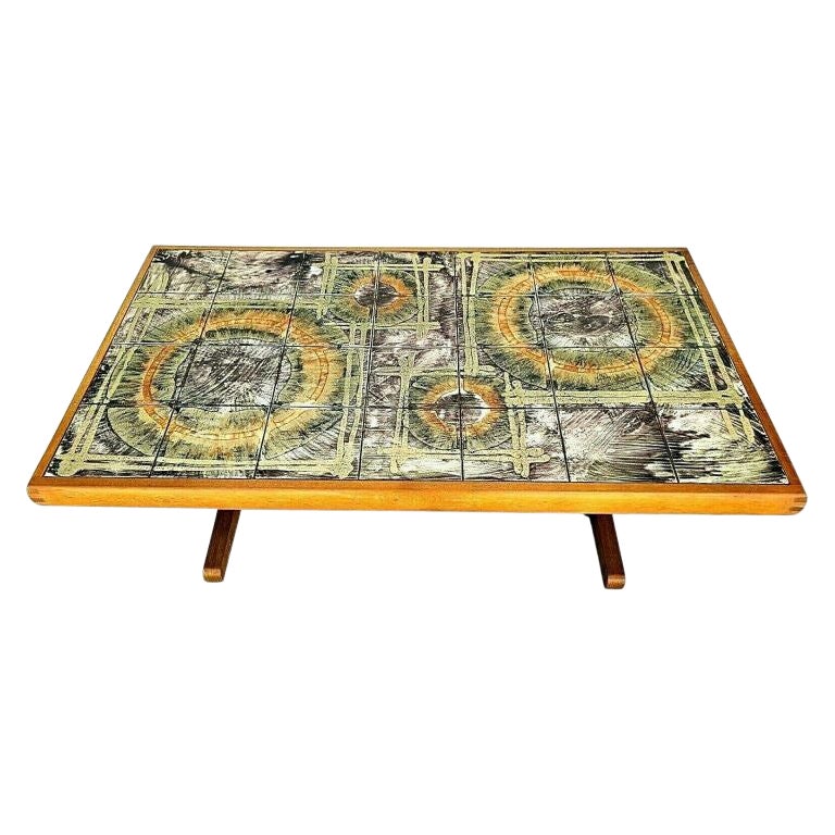1950 Danish Modern Teak & Tile Coffee Table by Toften Mobelfabrik