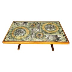 1950 Danish Modern Teak & Tile Coffee Table by Toften Mobelfabrik