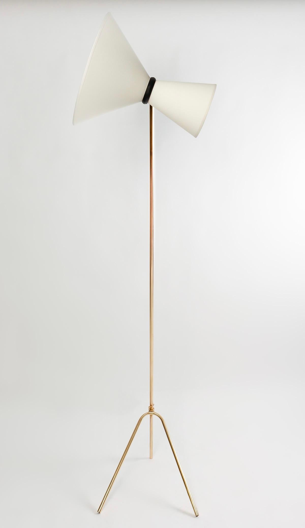 Mid-20th Century 1950 Diabolo floor lamp in gilded brass Maison Arlus