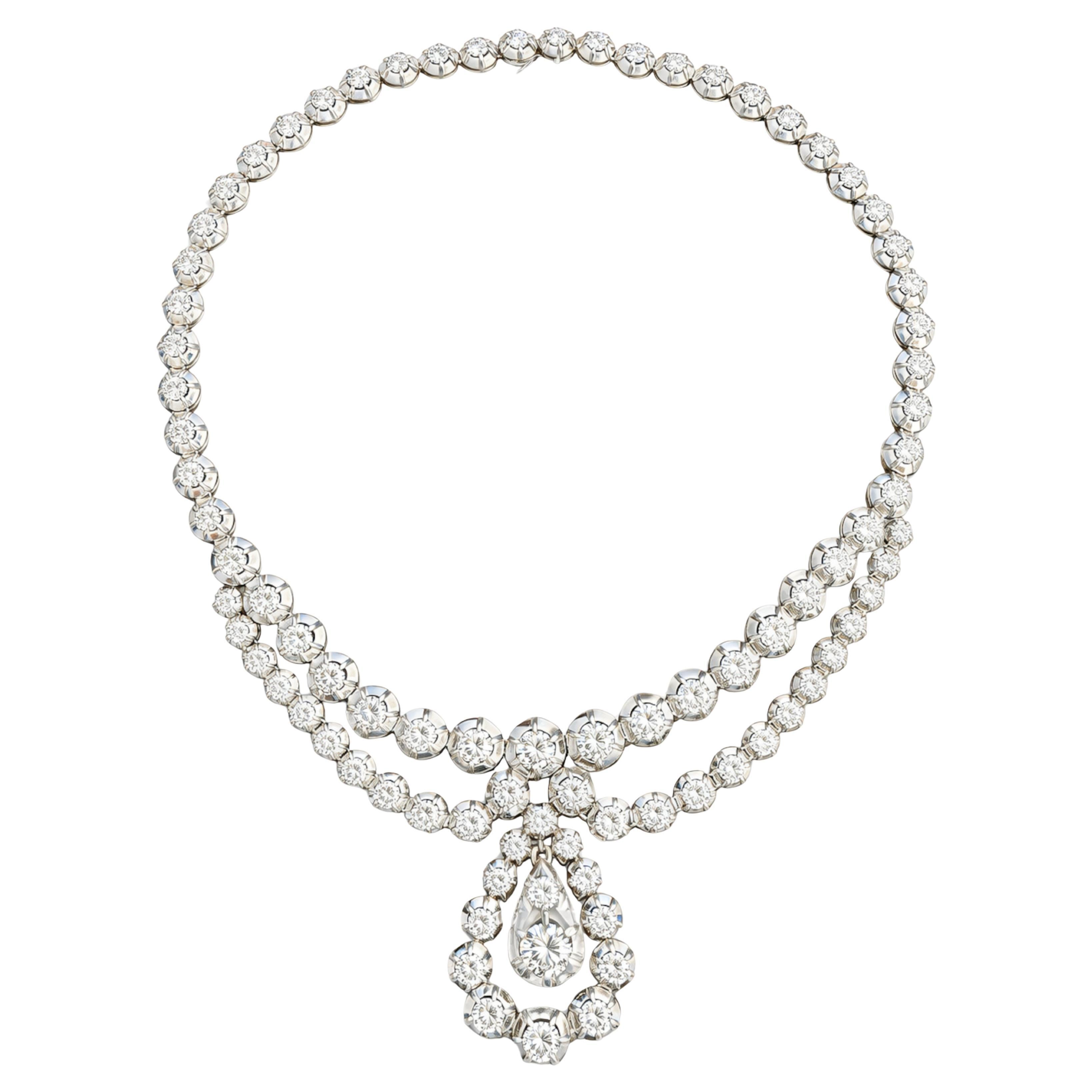 Collana Collier di diamanti del 1950, circa 18 carati totali in vendita
