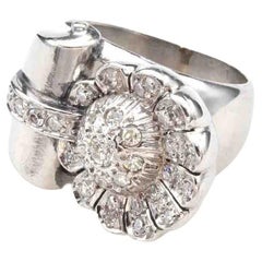 Retro 1950 diamonds ring in platinum
