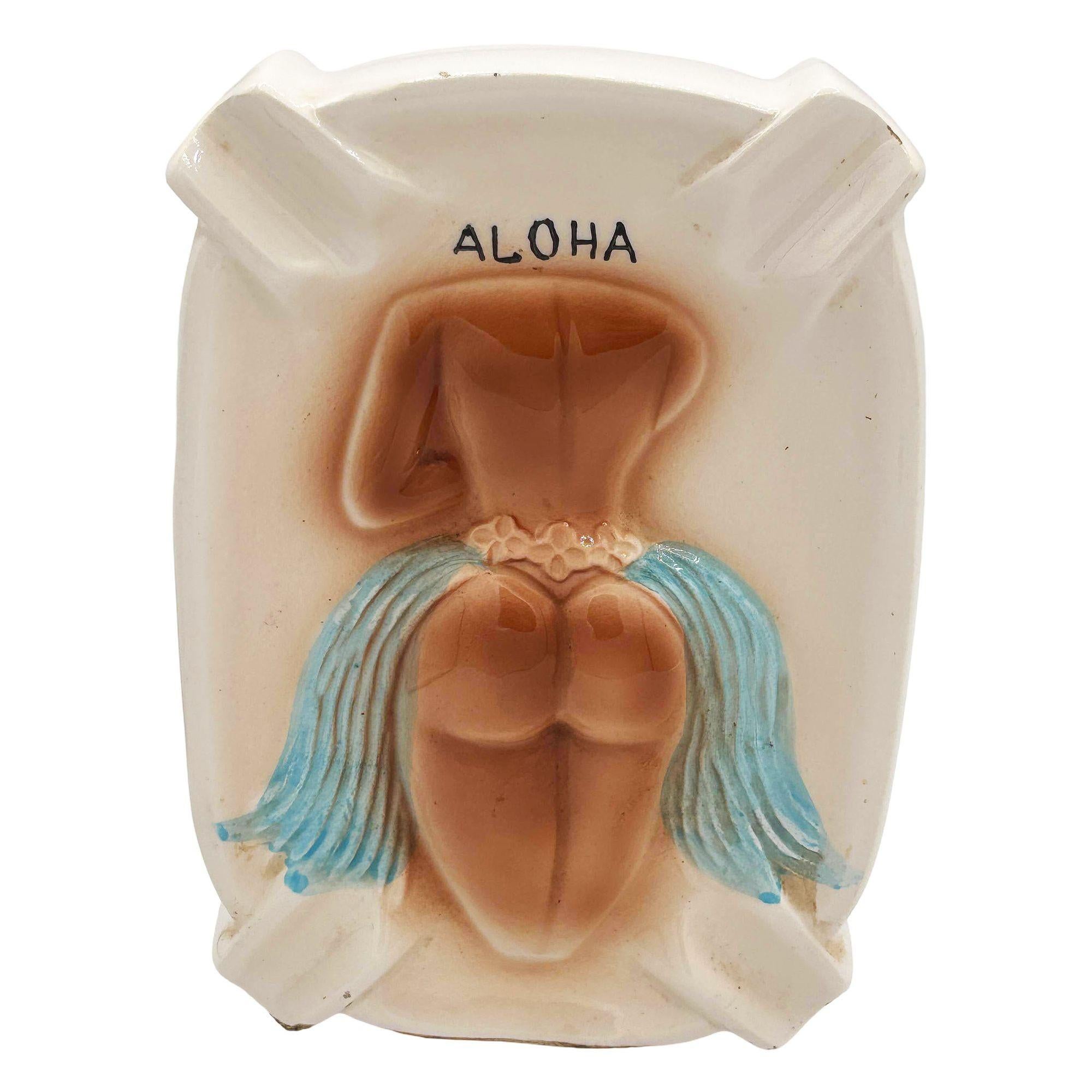 Cendrier en céramique rose et vert 