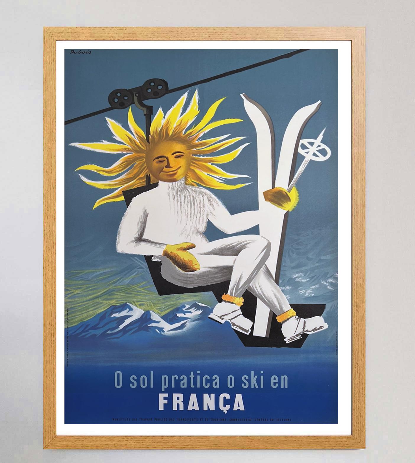 French 1950 Dubois - France Skiing Original Vintage Poster For Sale