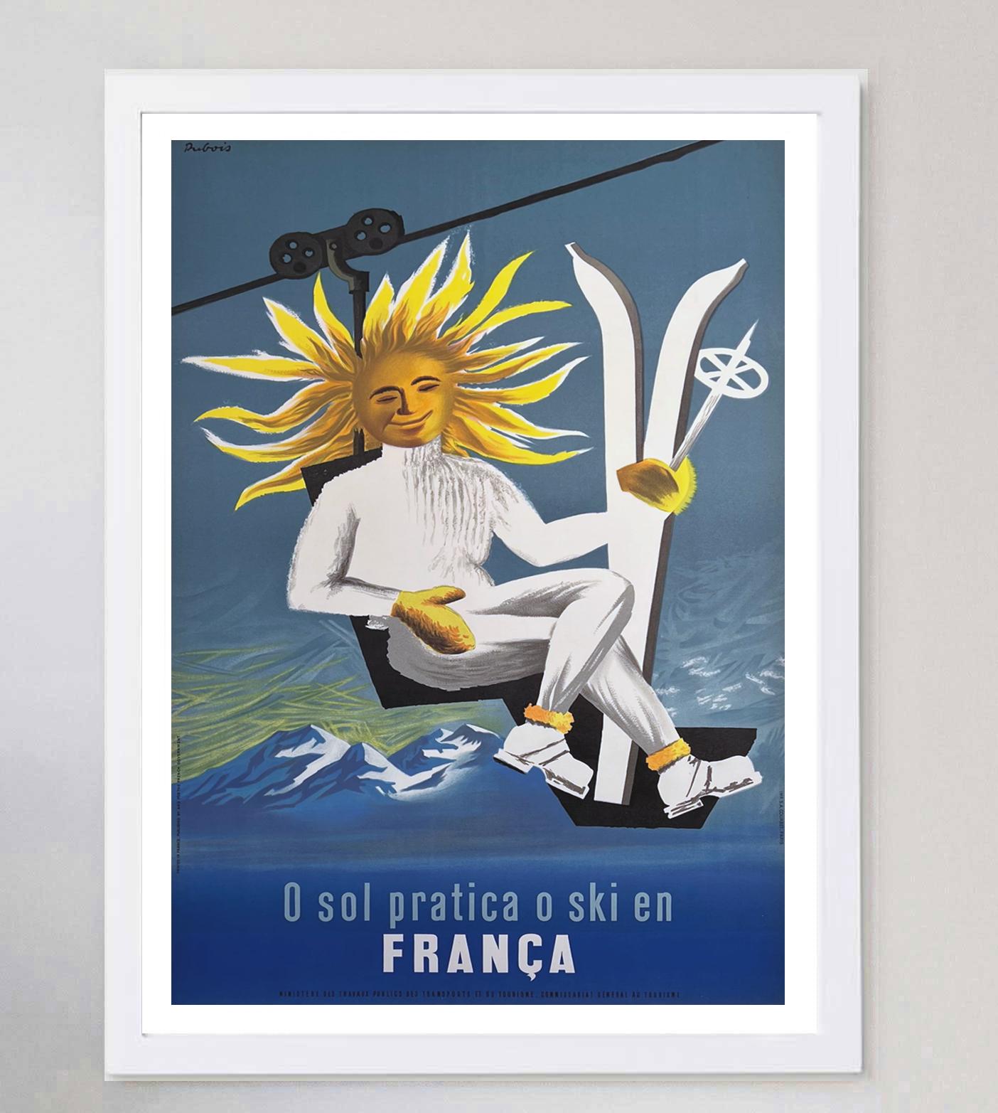 1950 Dubois - France Skiing Original Vintage Poster In Good Condition For Sale In Winchester, GB