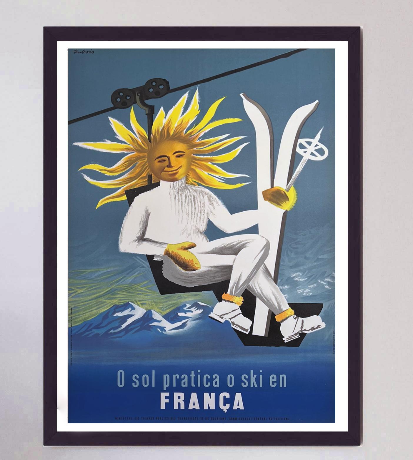 Milieu du XXe siècle Affiche vintage d'origine Dubois - France - Skiing, 1950 en vente