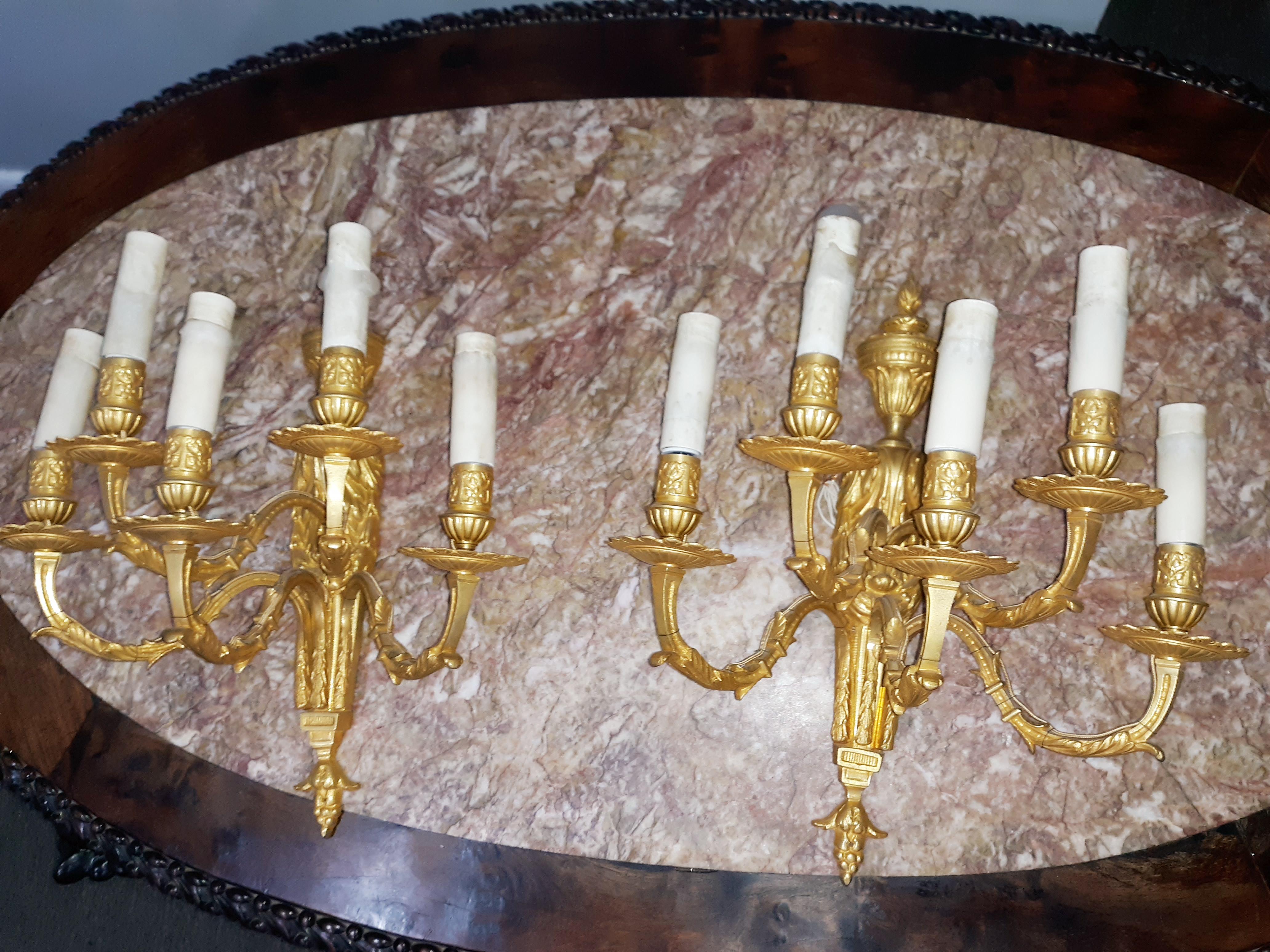 20th Century 1950 Electric Brass Sconces 'Set of 2' For Sale