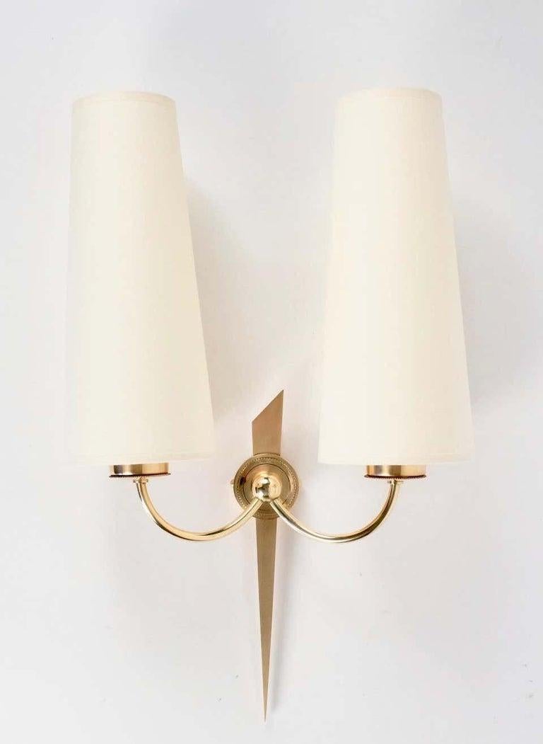 French 1950 Elegant Pair of Wall Lights from Maison Arlus