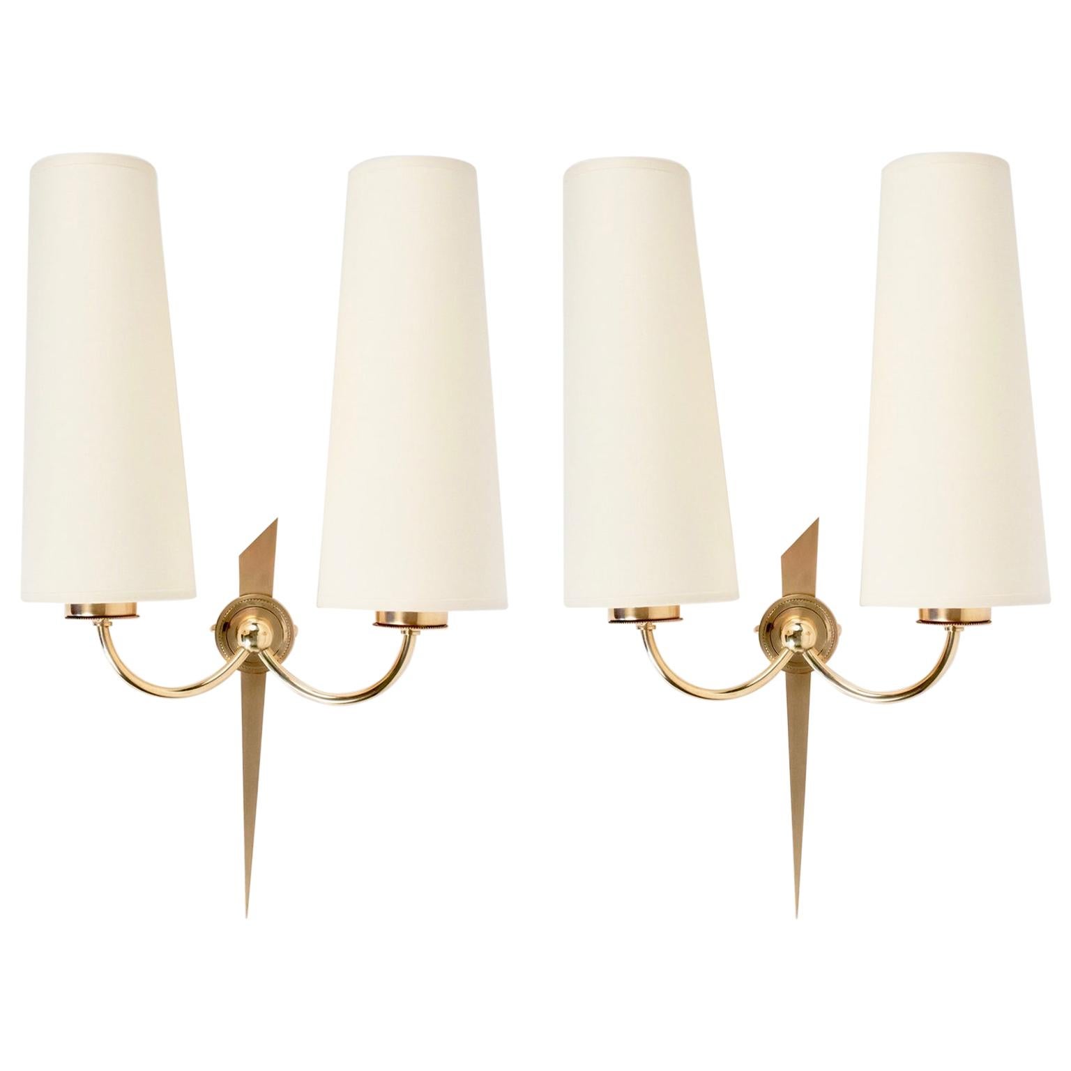 1950 Elegant Pair of Wall Lights from Maison Arlus