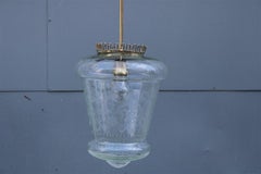 lanterne en cristal gravé de 1950 et pièces en laiton doré Design italien