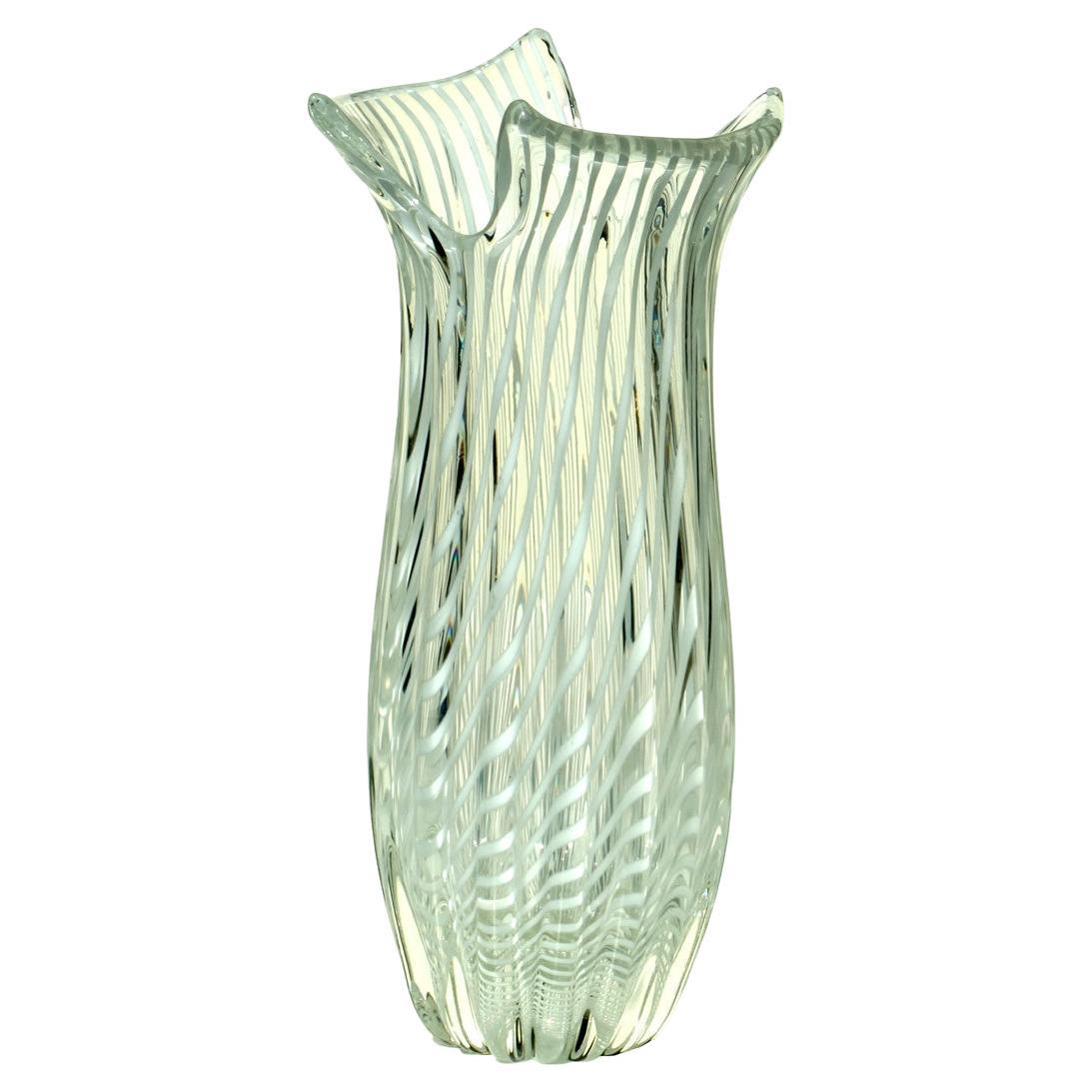 1950 "Filigrana" White Murano Glass Seguso Vase