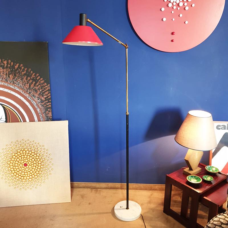 1950s Floor lamp by Stilux in metal, brass and marble.