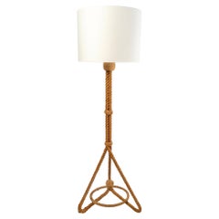 Vintage 1950 Floor Lamp in Rope by Adrien Audoux & Frida Minet