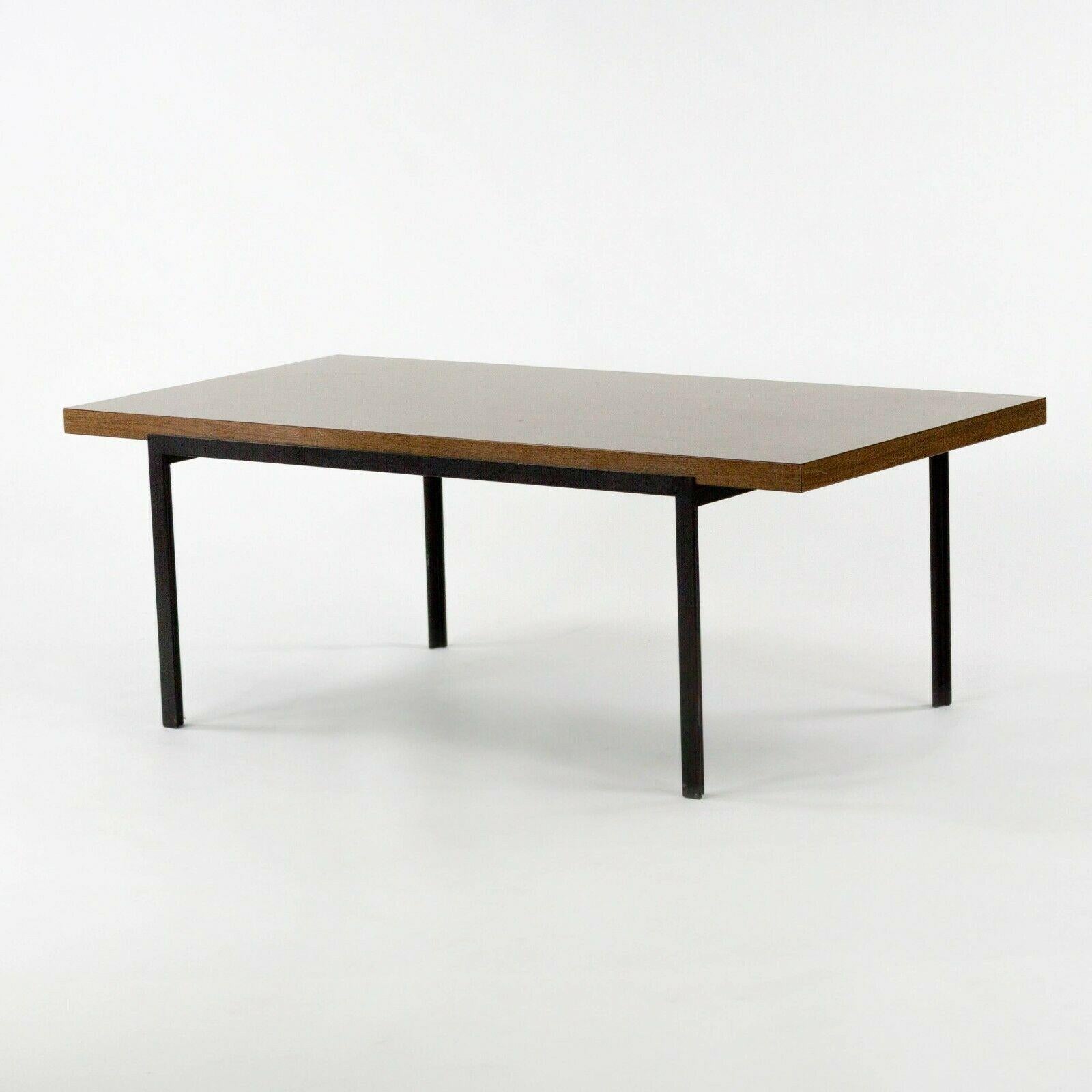 Modern 1950 Florence Knoll RARE T Angle Coffee Table No. 115 in Black & Walnut Laminate For Sale