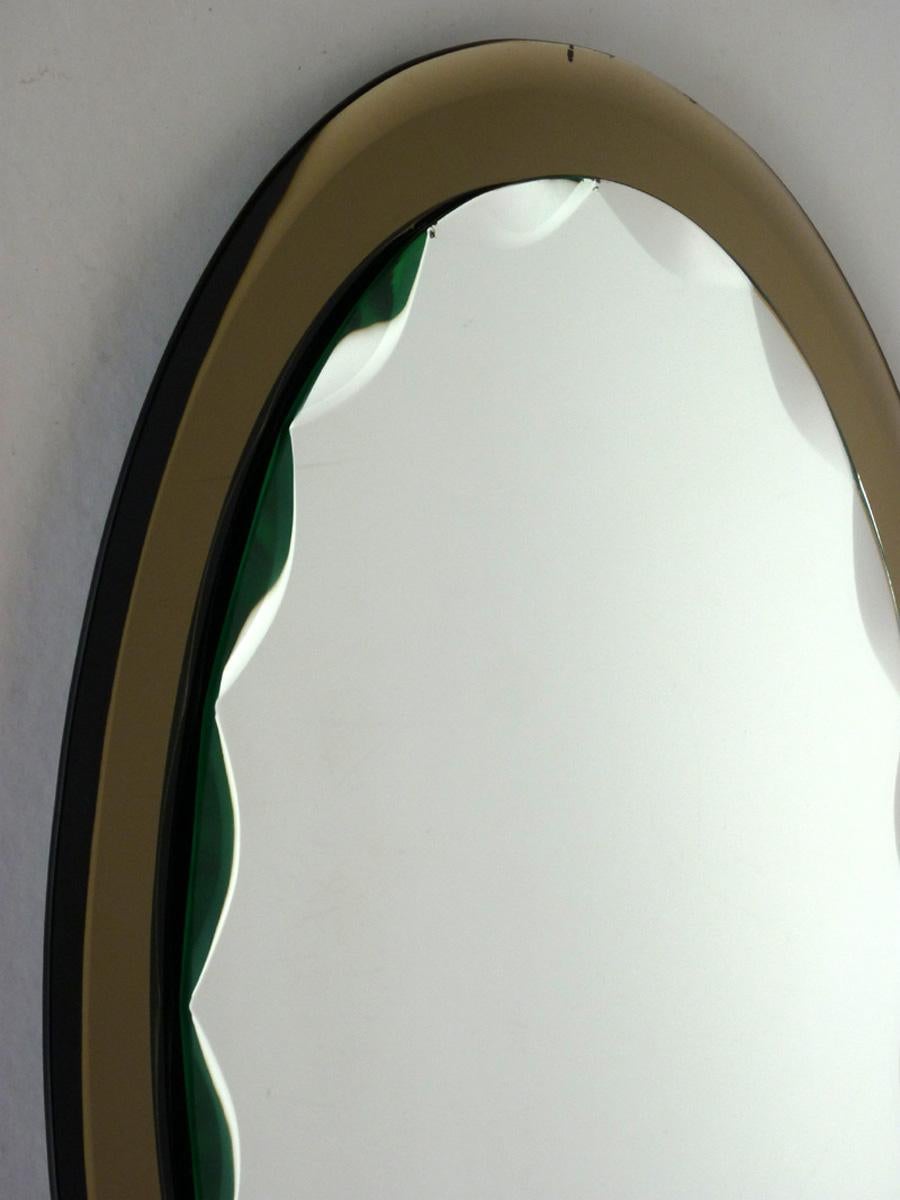Mid-Century Modern 1950 Fontana Arte Italian Design Midcentury Cut Crystal Glass Mirror For Sale