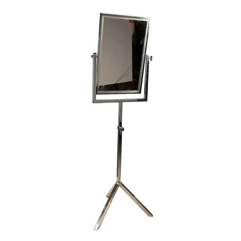 1950 Freestanding Chrome Dressing Mirror with Adjustable Height Tripod
