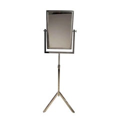 Vintage 1950 Freestanding Chrome Dressing Mirror with Adjustable Height Tripod Stand
