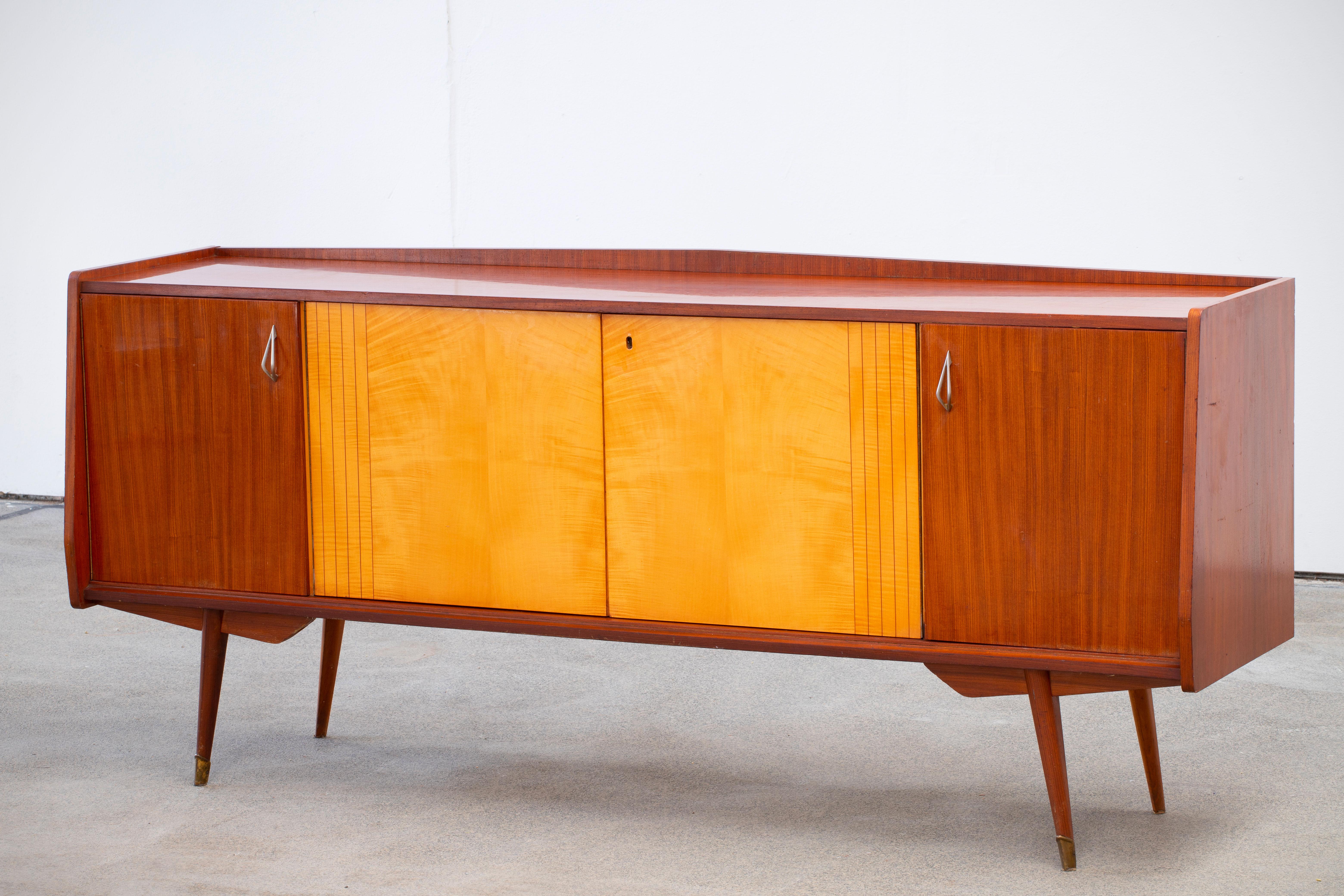 Veneer 1950 French Credenza in Walnut and Maple