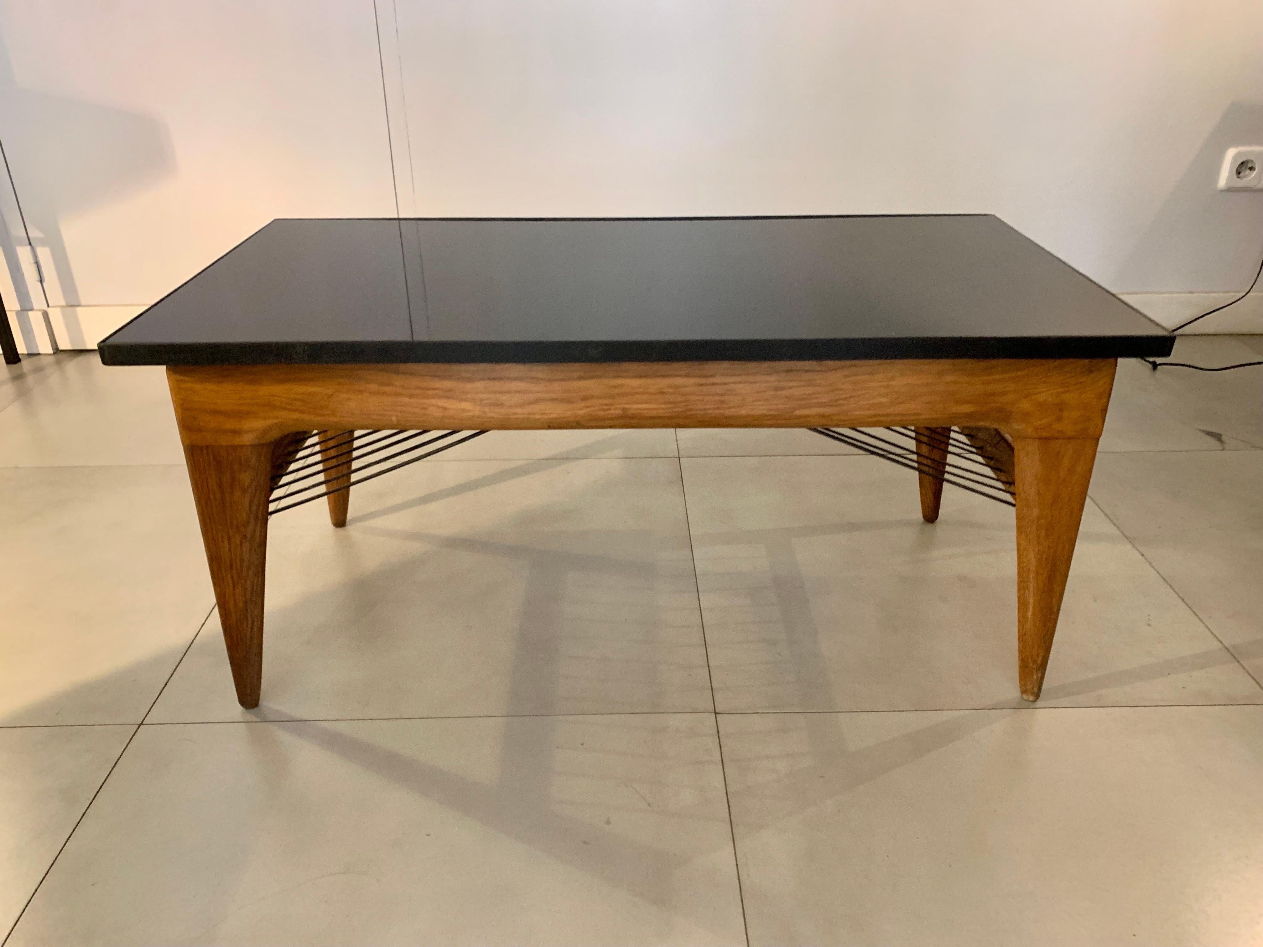 1950 French Oak Wood Coffee Table For Sale 8