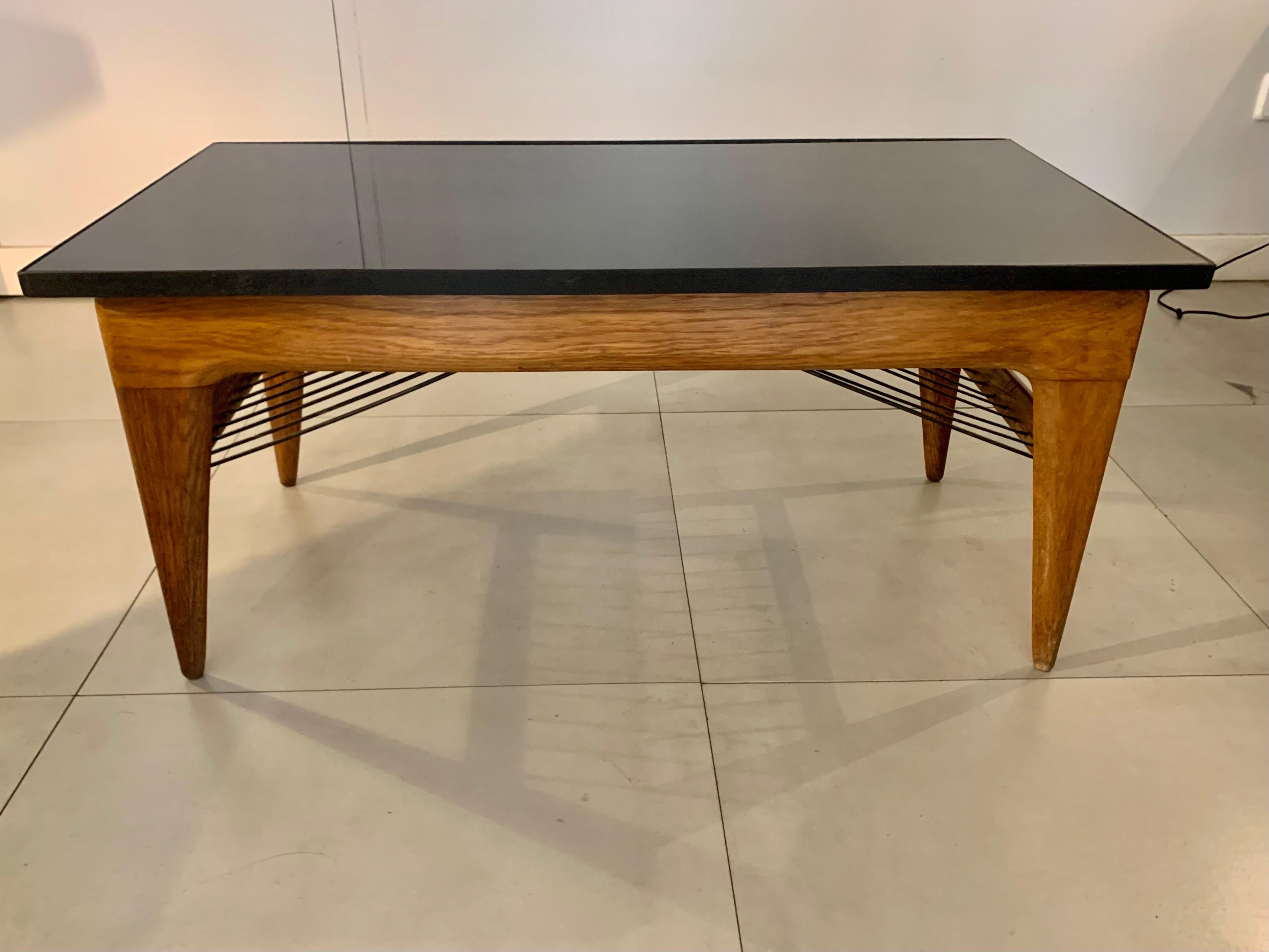 1950 French Oak Wood Coffee Table For Sale 9