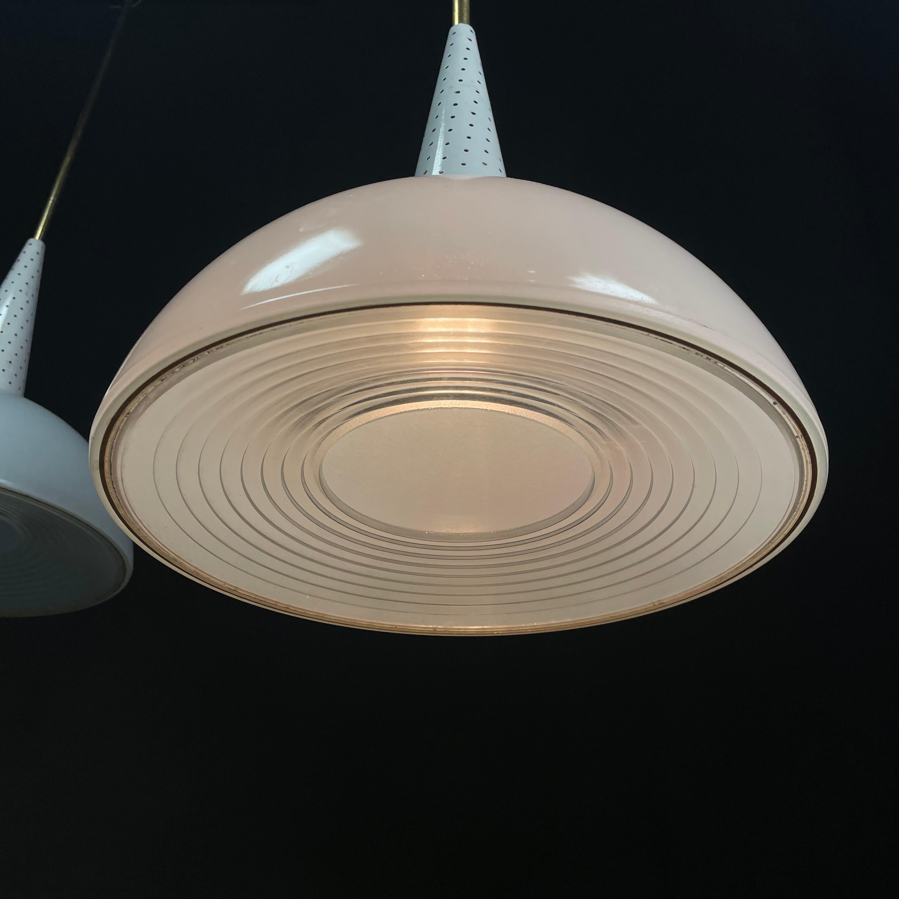 Lampade a sospensione francesi del 1950 di Mathieu Mategot  per Holophane in vendita 1