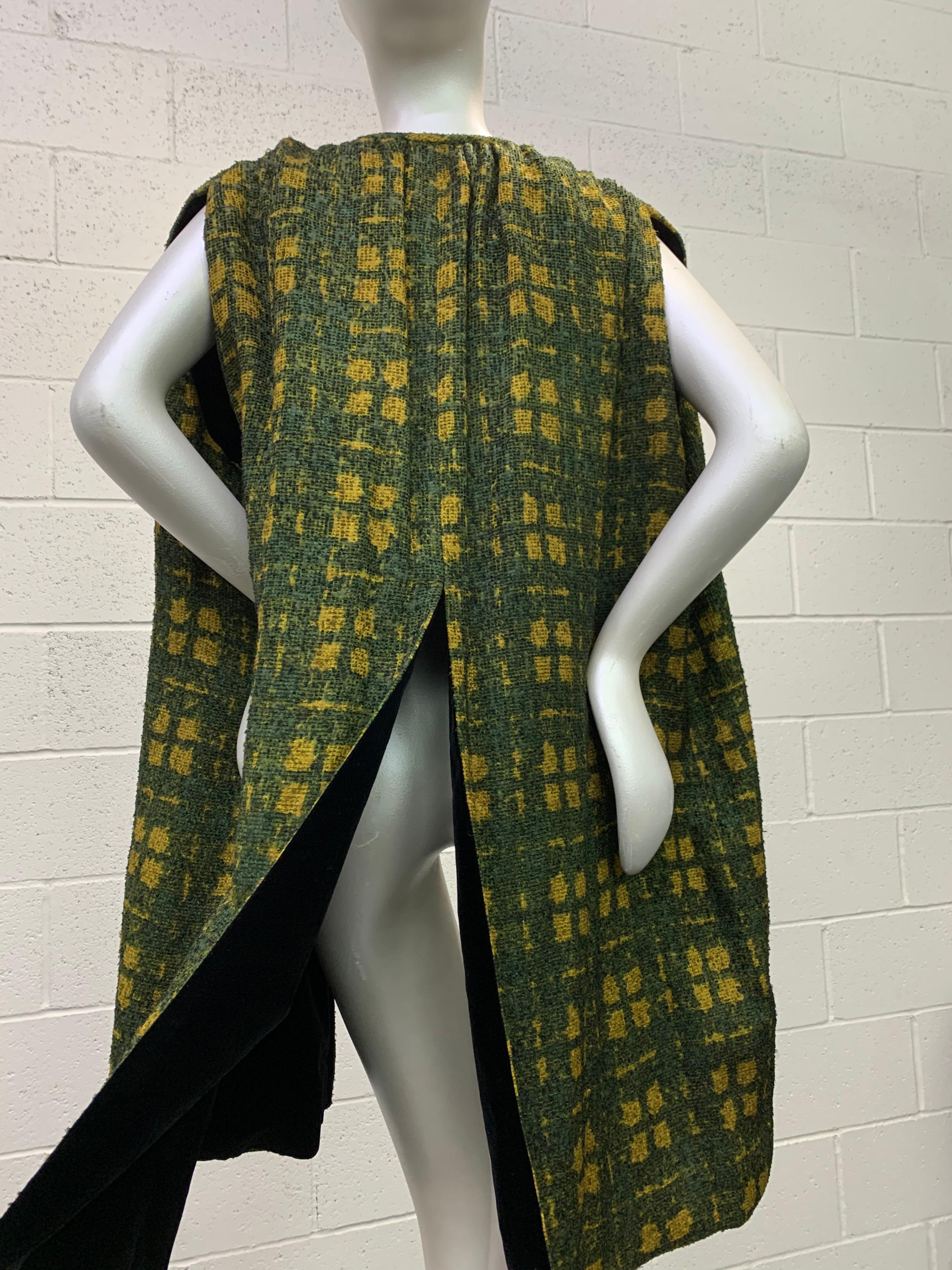 1950 Galanos Olive & Mustard Color Fine Wool Boucle Dress & Cape Ensemble For Sale 10