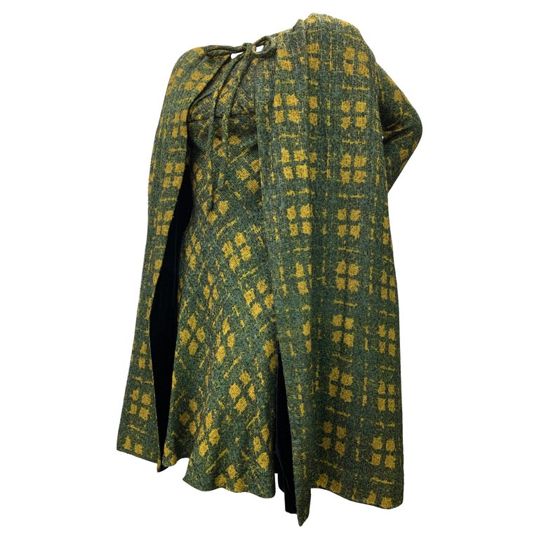 1950 Galanos Olive and Mustard Color Fine Wool Boucle Dress and Cape Ensemble For Sale at 1stDibs | olive and mustard outfits 1950 Galanos Olive and Mustard Color Fine Wool Boucle Dress and Cape Ensemble For Sale at 1stDibs | olive and mustard outfits