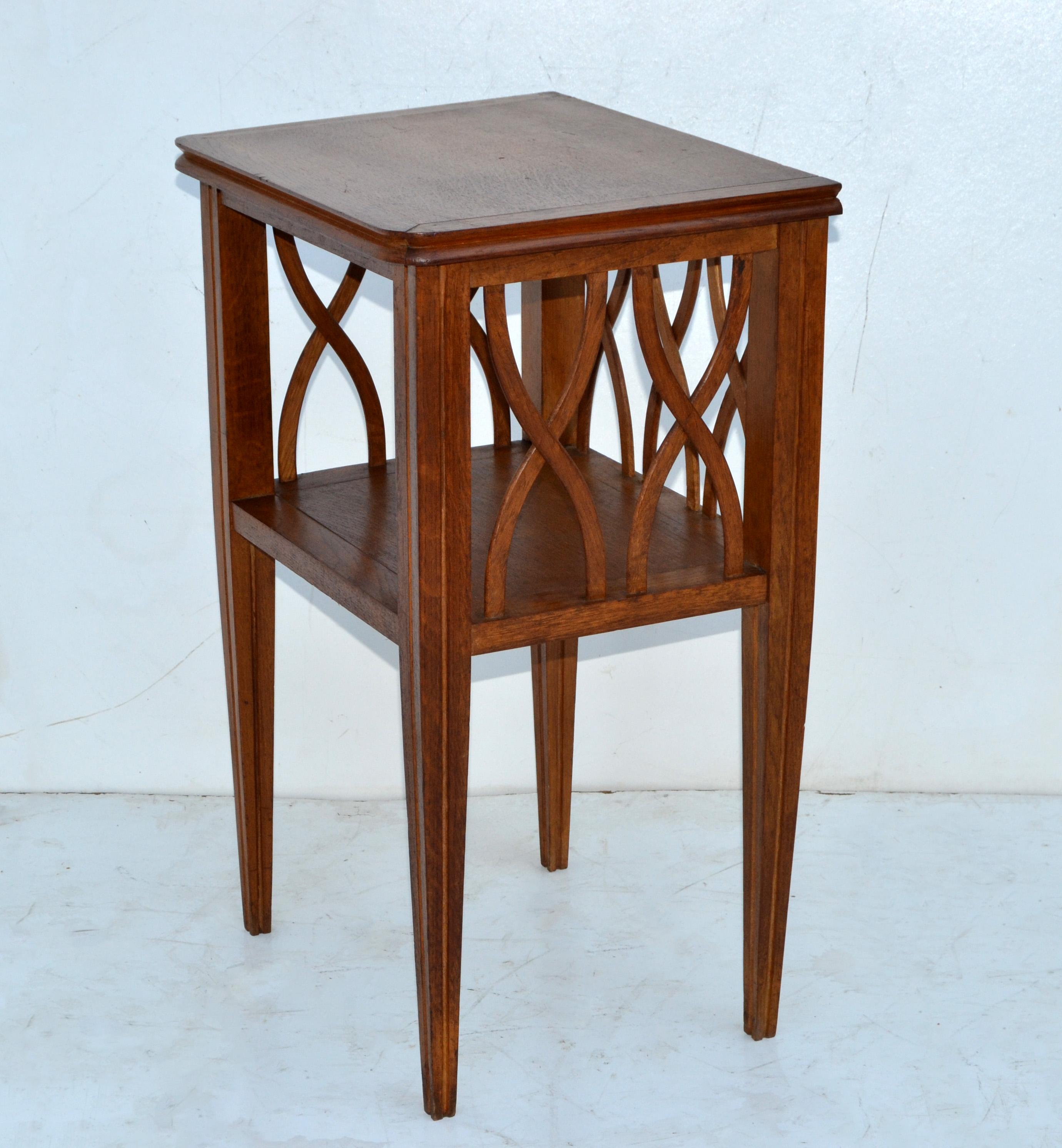 French 1950 Gerard Guermonprez Side, Bedside Table, Night Stand Oak Wood France For Sale