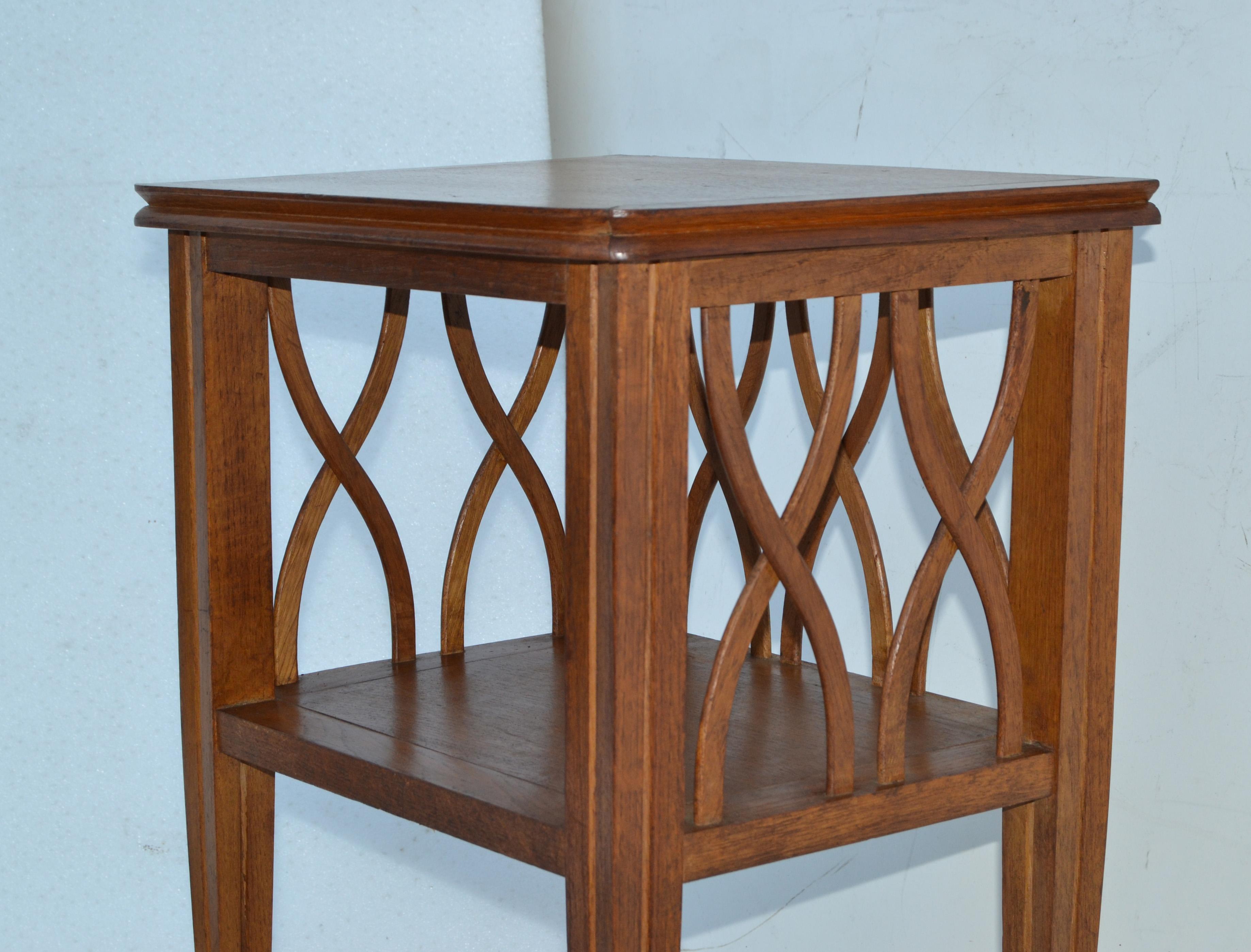 Hand-Crafted 1950 Gerard Guermonprez Side, Bedside Table, Night Stand Oak Wood France For Sale