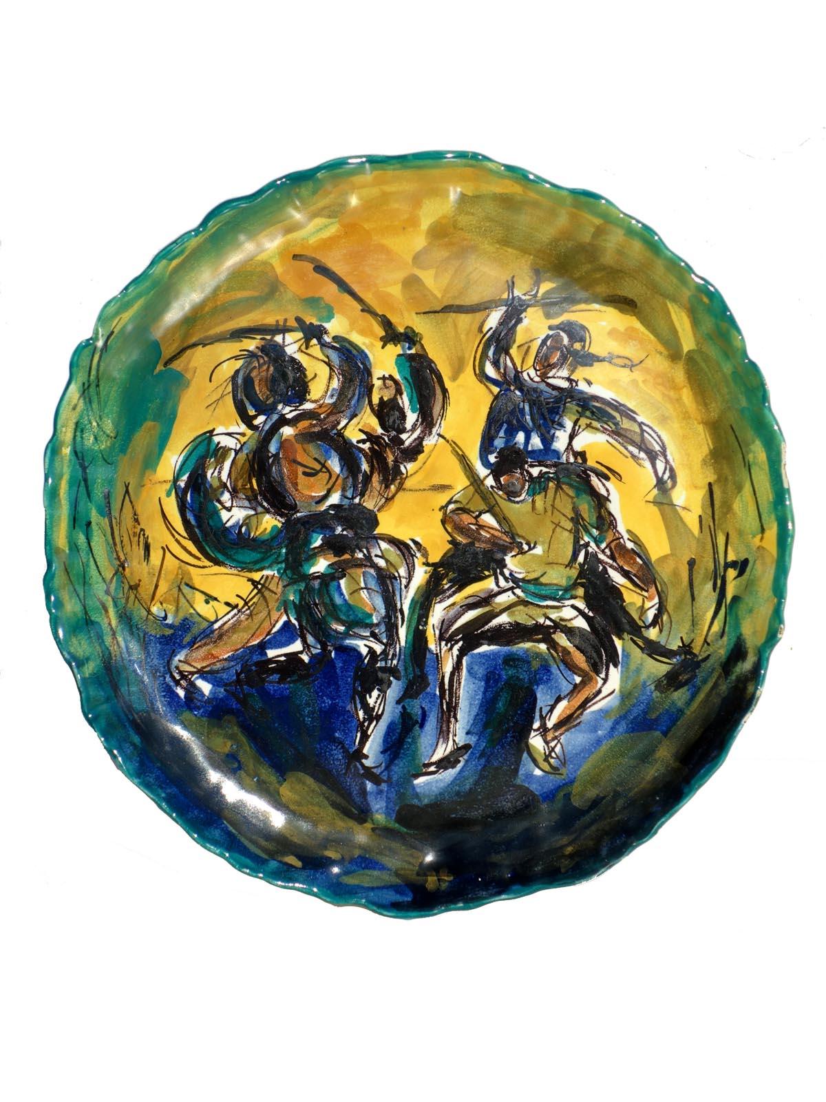 Gigi Caldanzano
MGA, Albisola
Italie, 1950-1960

Set de 6 assiettes en céramique
Scènes polychromes peintes au feu 

Excellentes conditions
Signature de l'artiste 