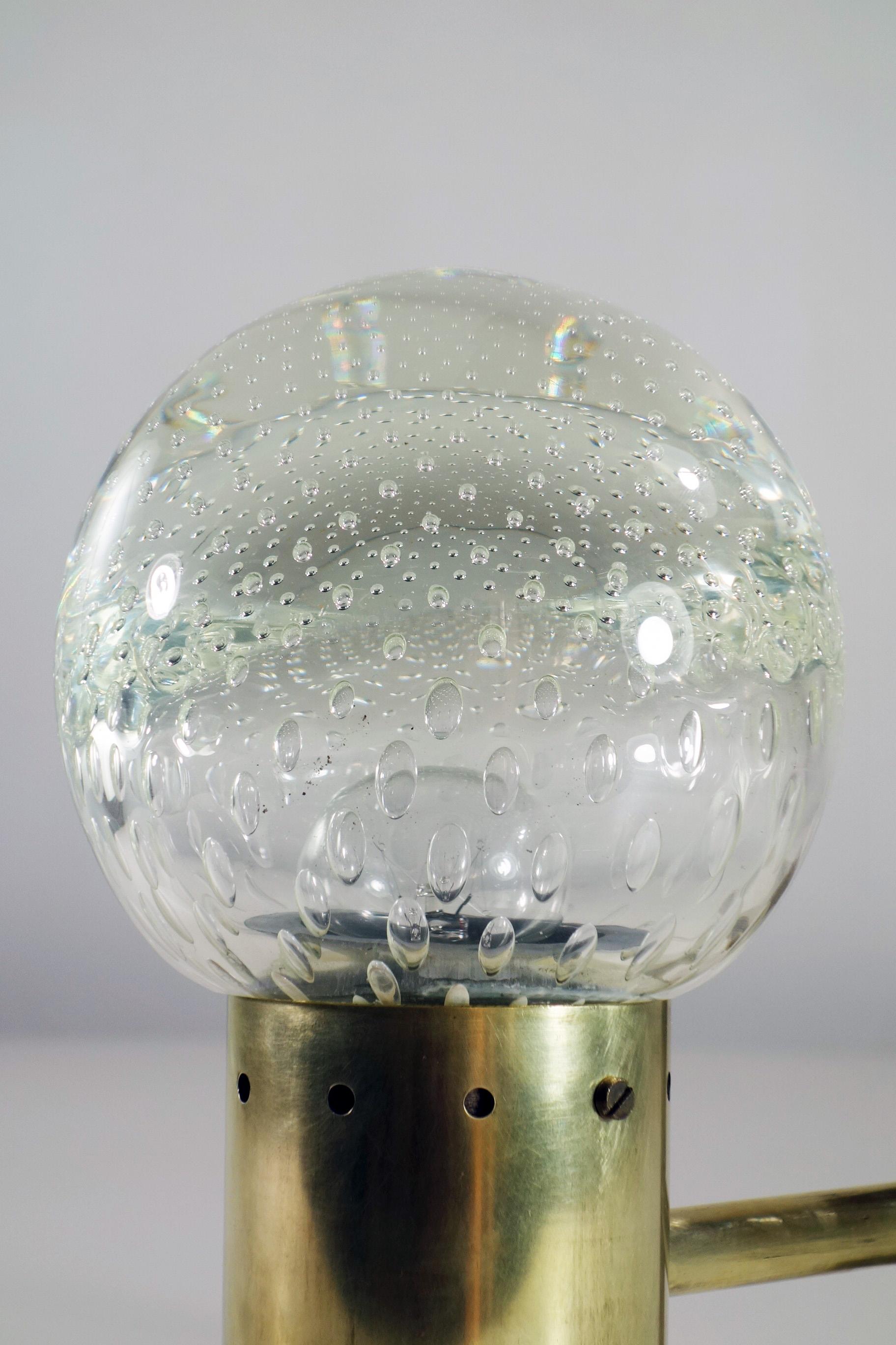 Mid-20th Century 1950 Gino Sarfatti Arteluce Murano Glass Brass Wall Lamp For Sale