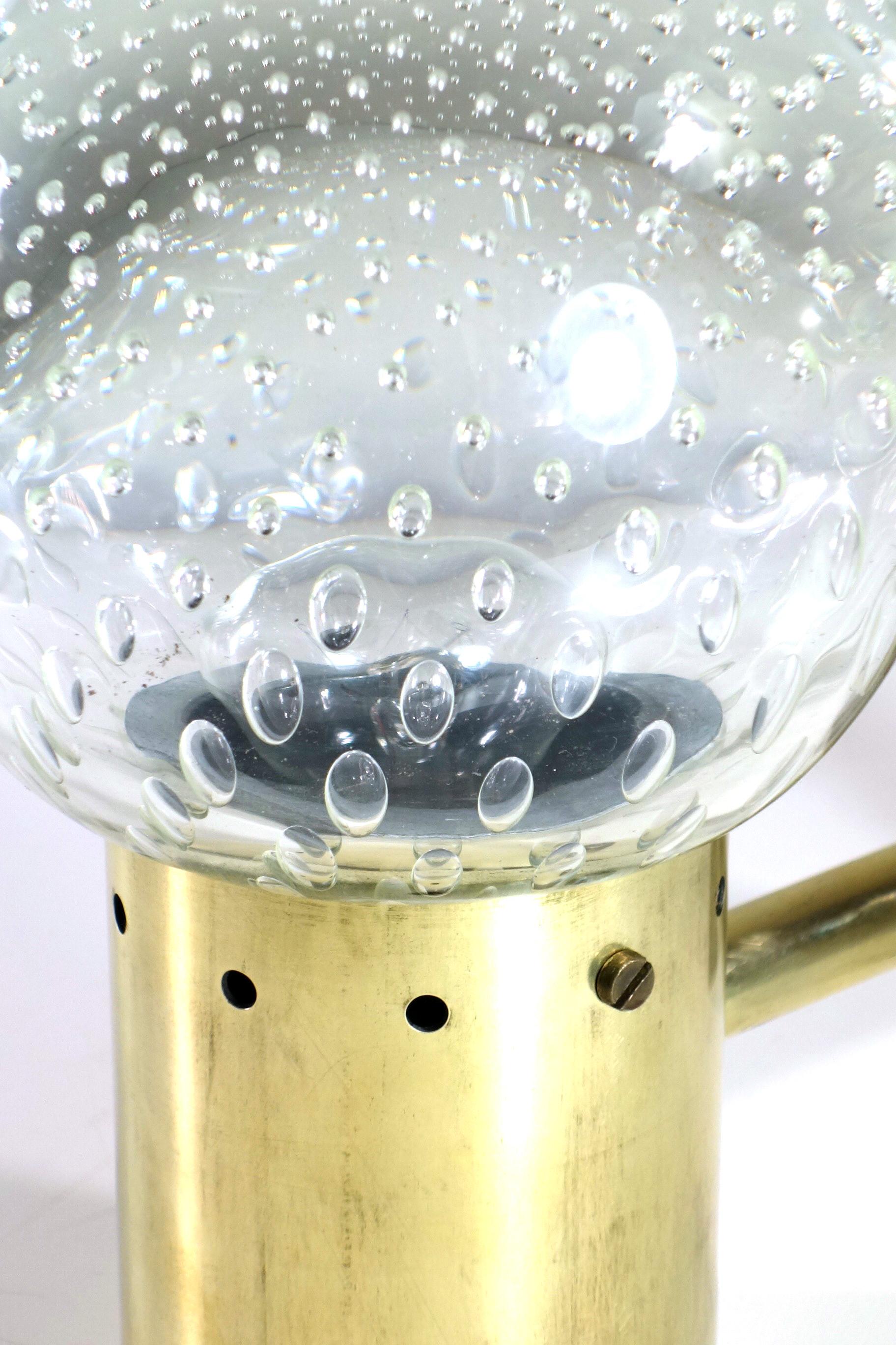 1950 Gino Sarfatti Arteluce Murano Glass Brass Wall Lamp For Sale 1