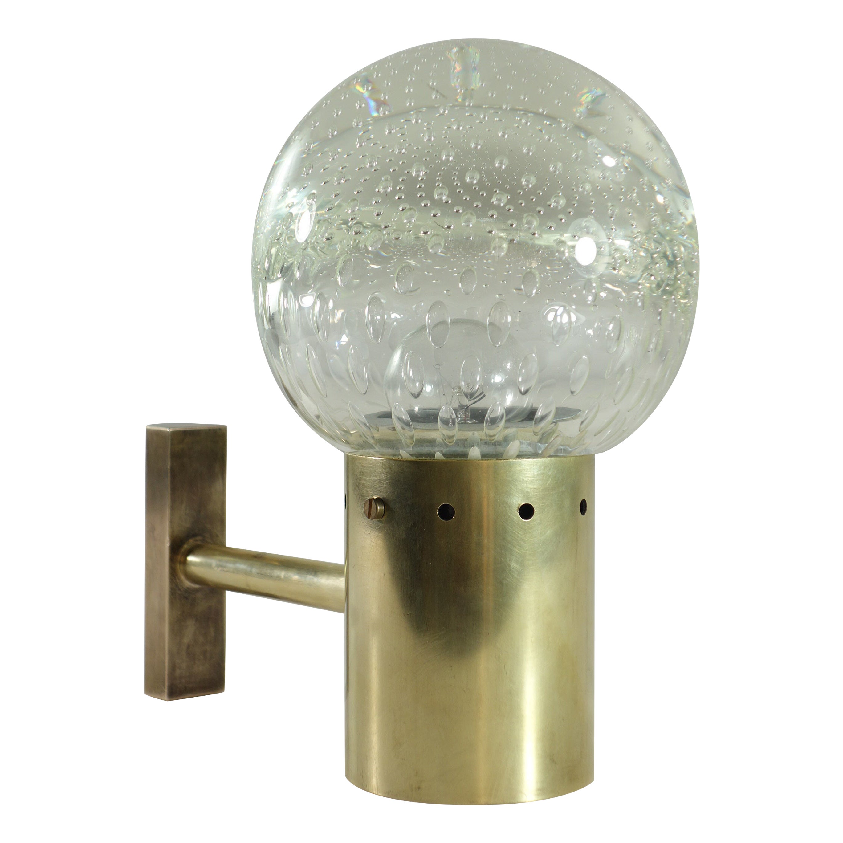 1950 Gino Sarfatti for Arteluce Lampada da parete in vetro di Murano e ottone in vendita