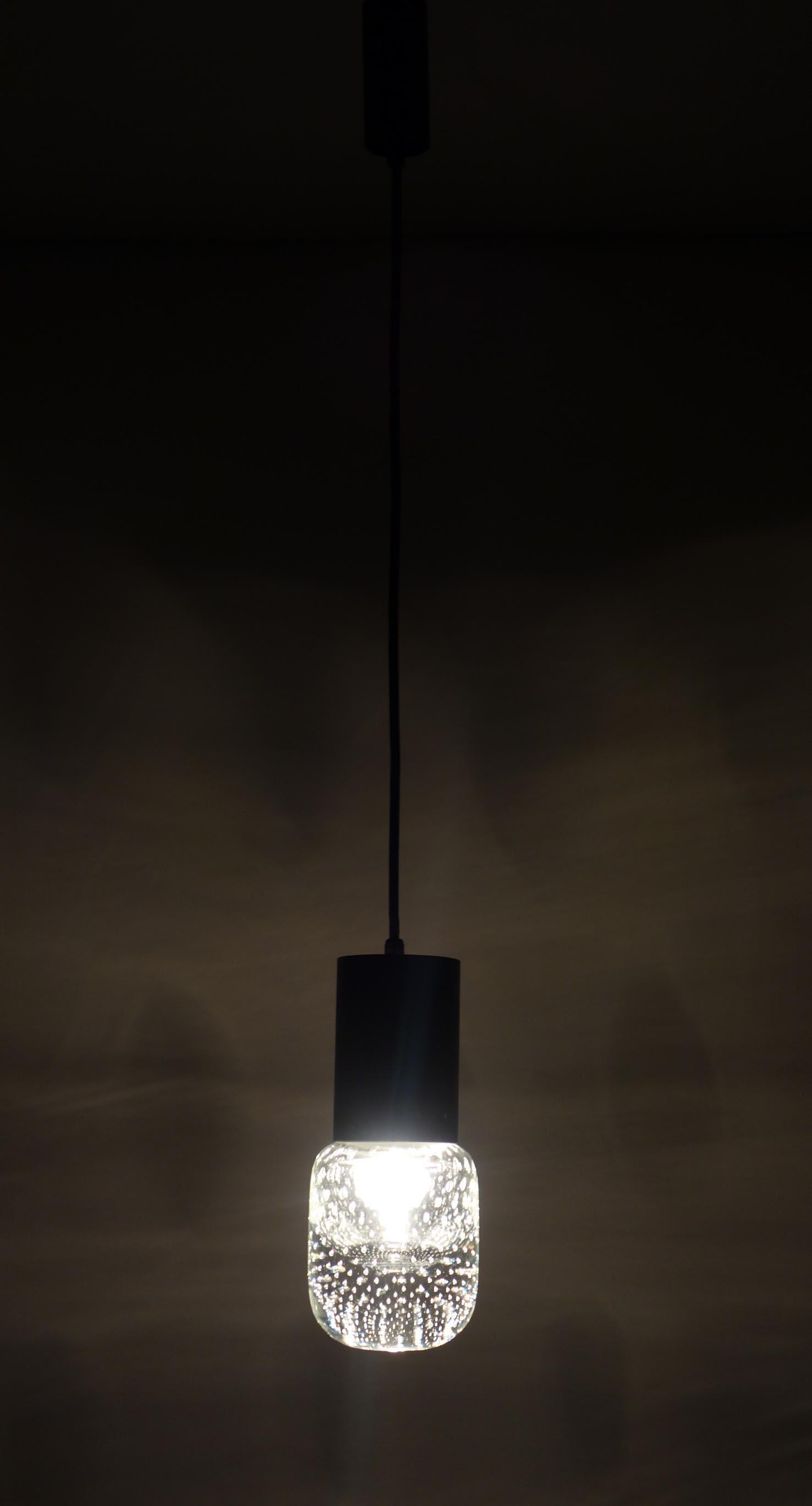 1950 Gino Sarfatti Seguso Lampada a soffitto a sospensione in vetro di Murano e metallo nero Set di 2 in vendita 5
