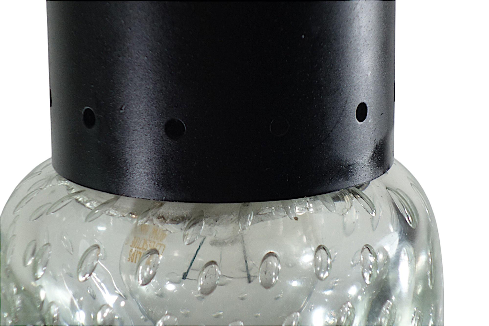1950 Gino Sarfatti Seguso Lampada a soffitto a sospensione in vetro di Murano e metallo nero Set di 2 in vendita 2
