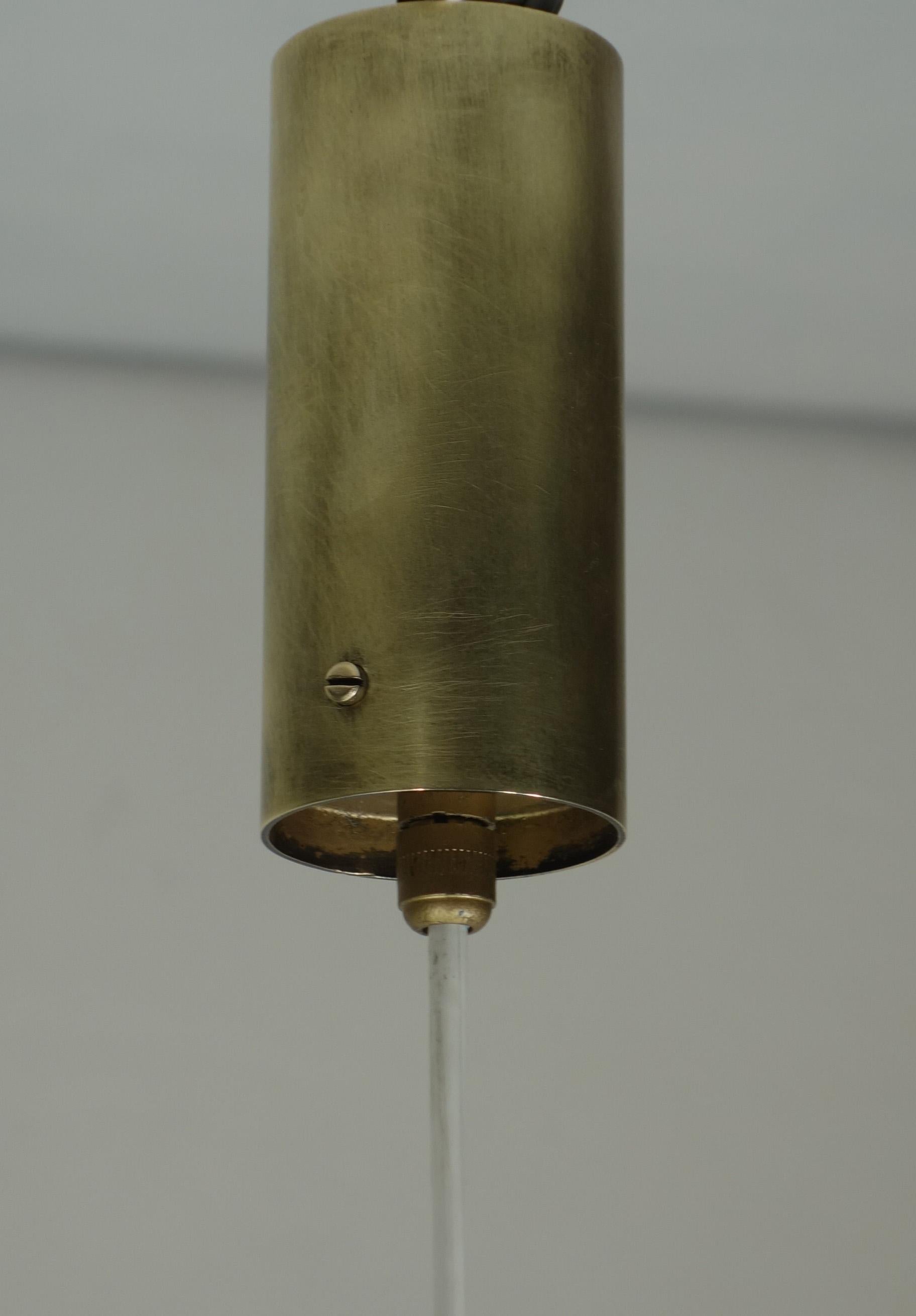 Metà XX secolo 1950 Gino Sarfatti Seguso Lampada a soffitto a sospensione in vetro di Murano e ottone in vendita