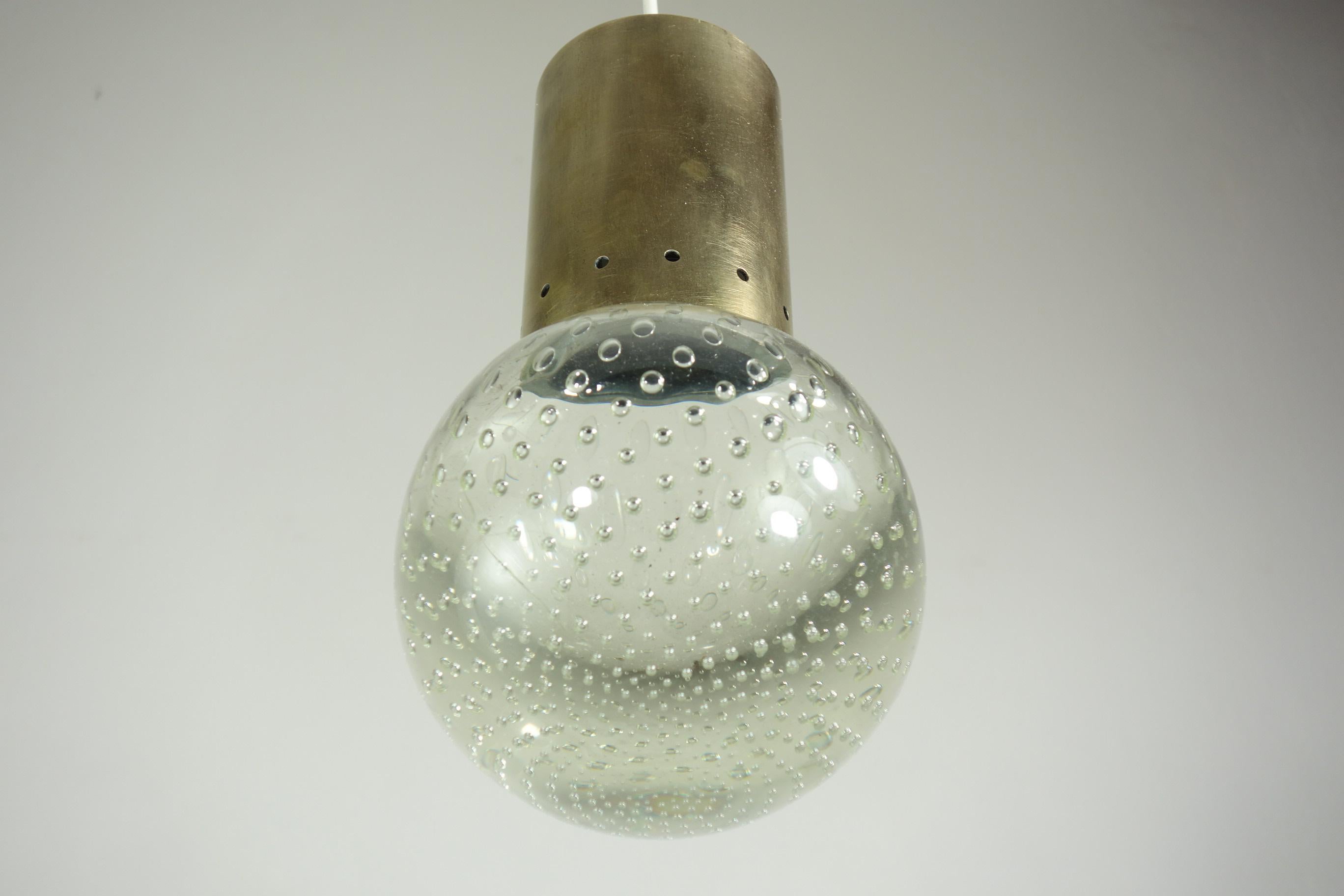 Ottone 1950 Gino Sarfatti Seguso Lampada a soffitto a sospensione in vetro di Murano e ottone in vendita