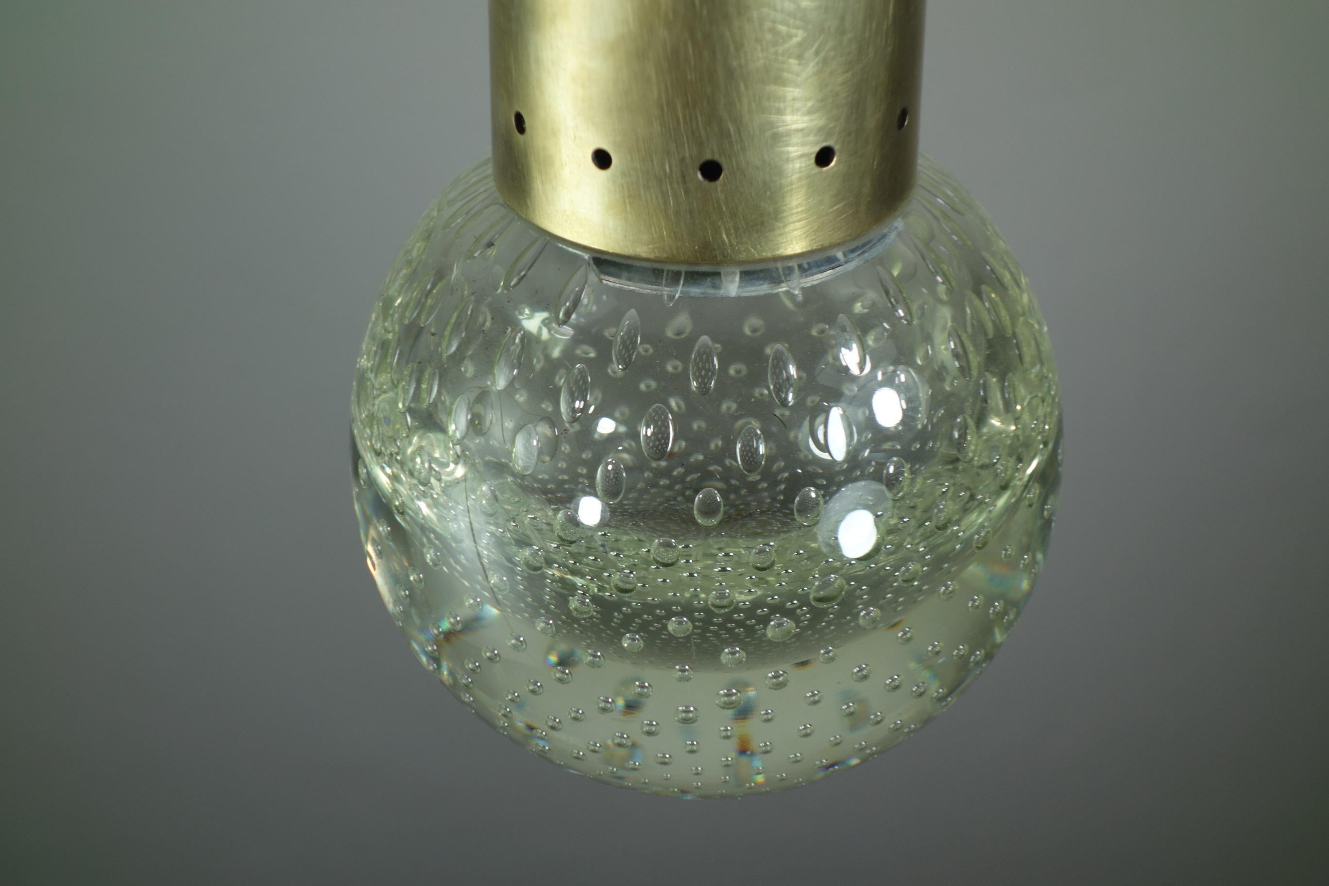 1950 Gino Sarfatti Seguso Lampada a soffitto a sospensione in vetro di Murano e ottone in vendita 1