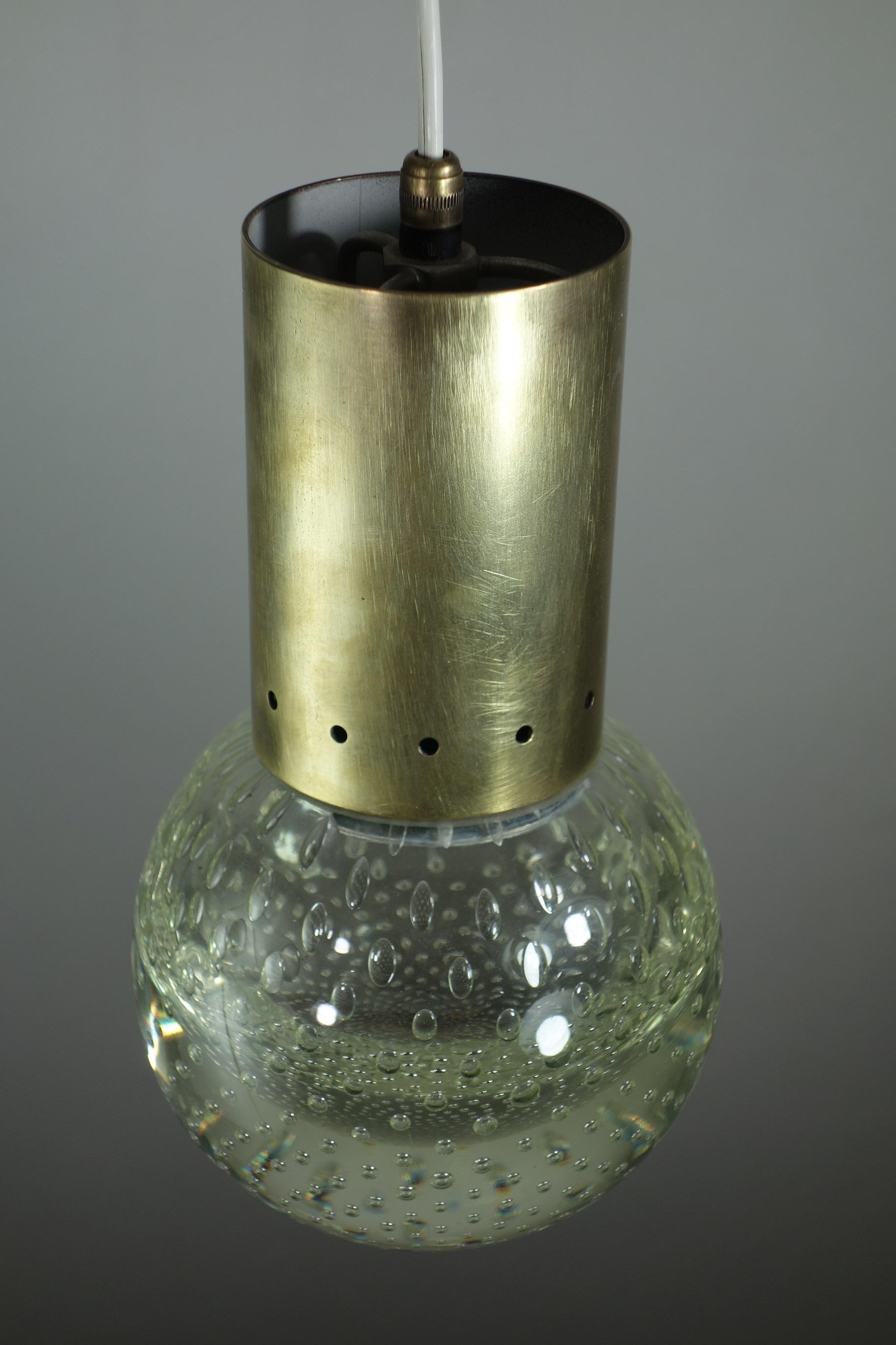 1950 Gino Sarfatti Seguso Lampada a soffitto a sospensione in vetro di Murano e ottone in vendita 2