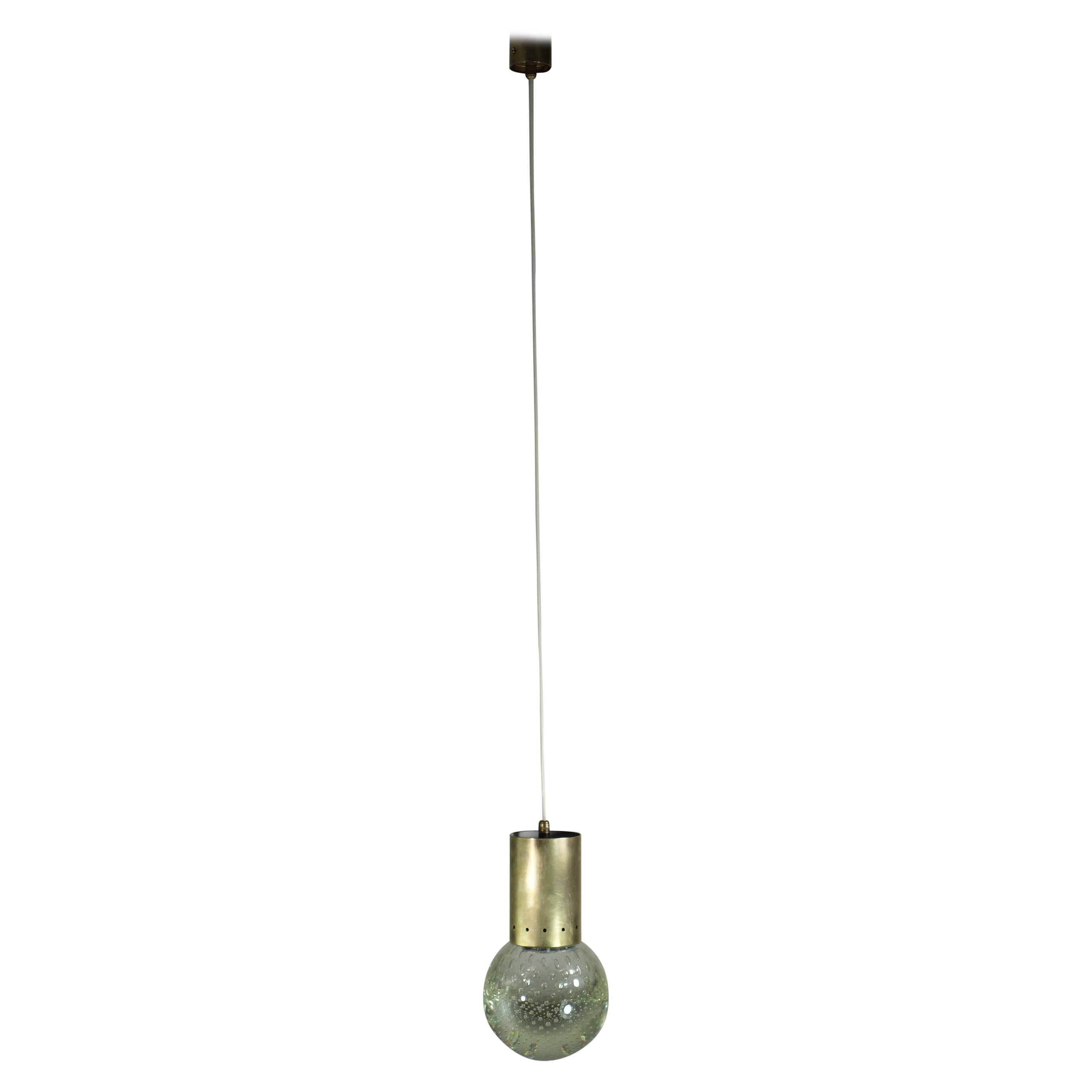 1950 Gino Sarfatti Seguso Murano Glass Brass Pendant Ceiling Lamp