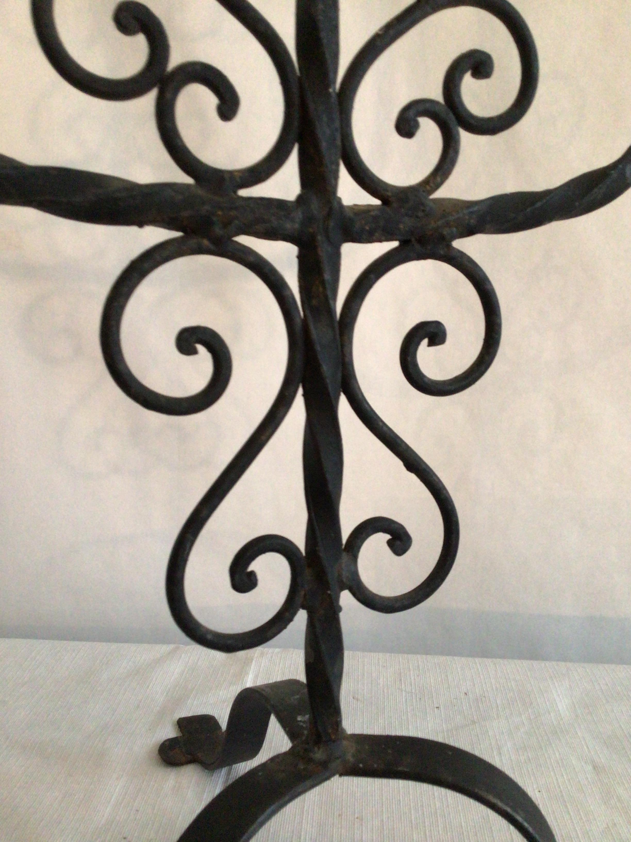 Mid-20th Century 1950 Hand Wrought Iron Candle Holder For Sale