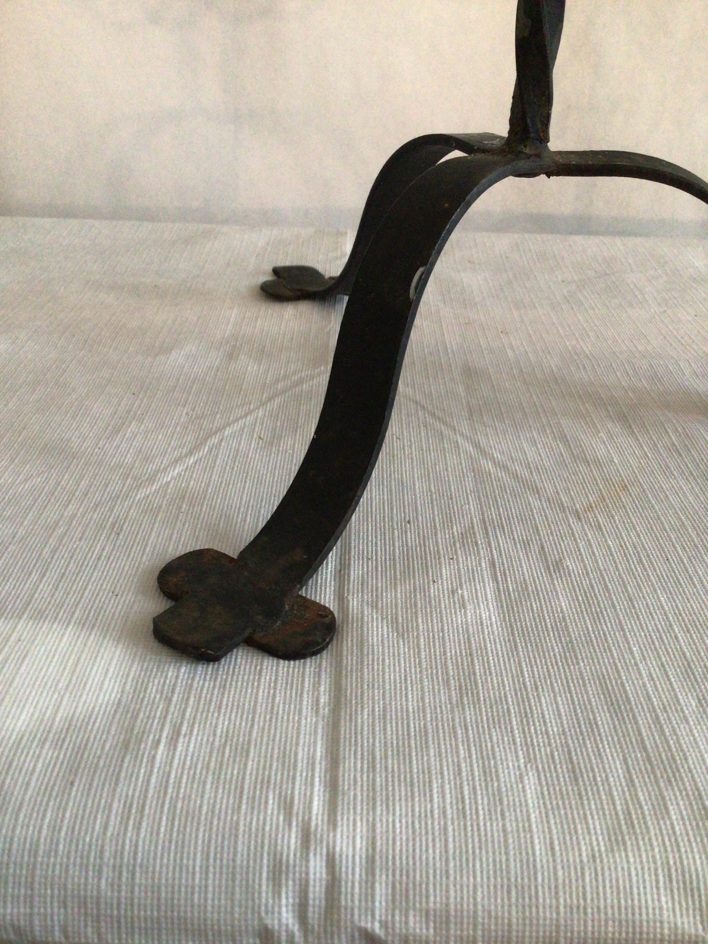 1950 Hand Wrought Iron Candle Holder For Sale 1
