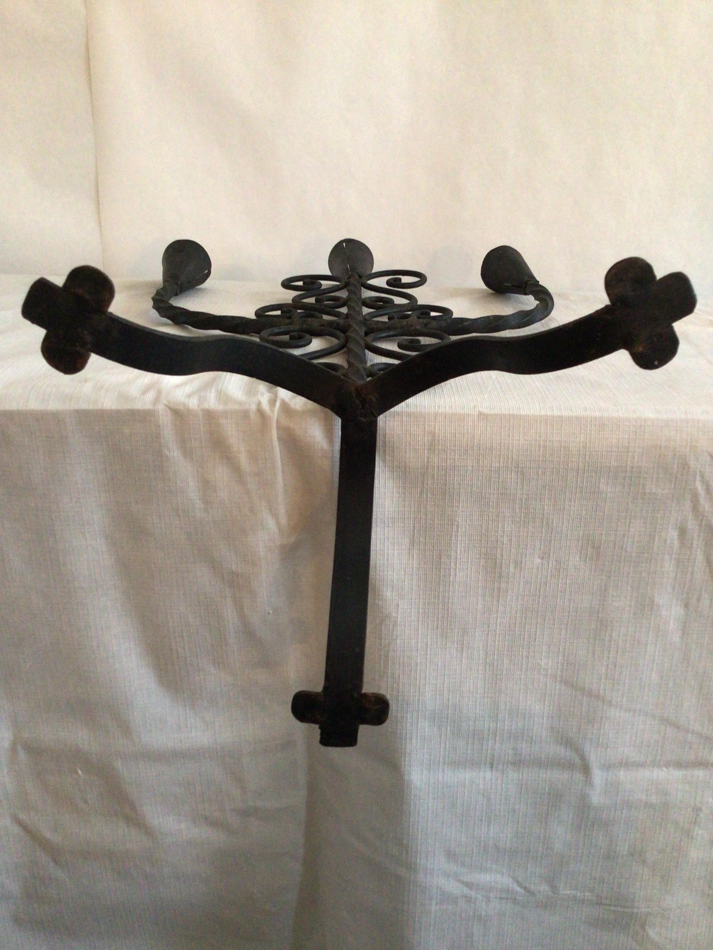 1950 Hand Wrought Iron Candle Holder For Sale 2
