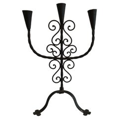 1950 Hand Wrought Iron Candle Holder
