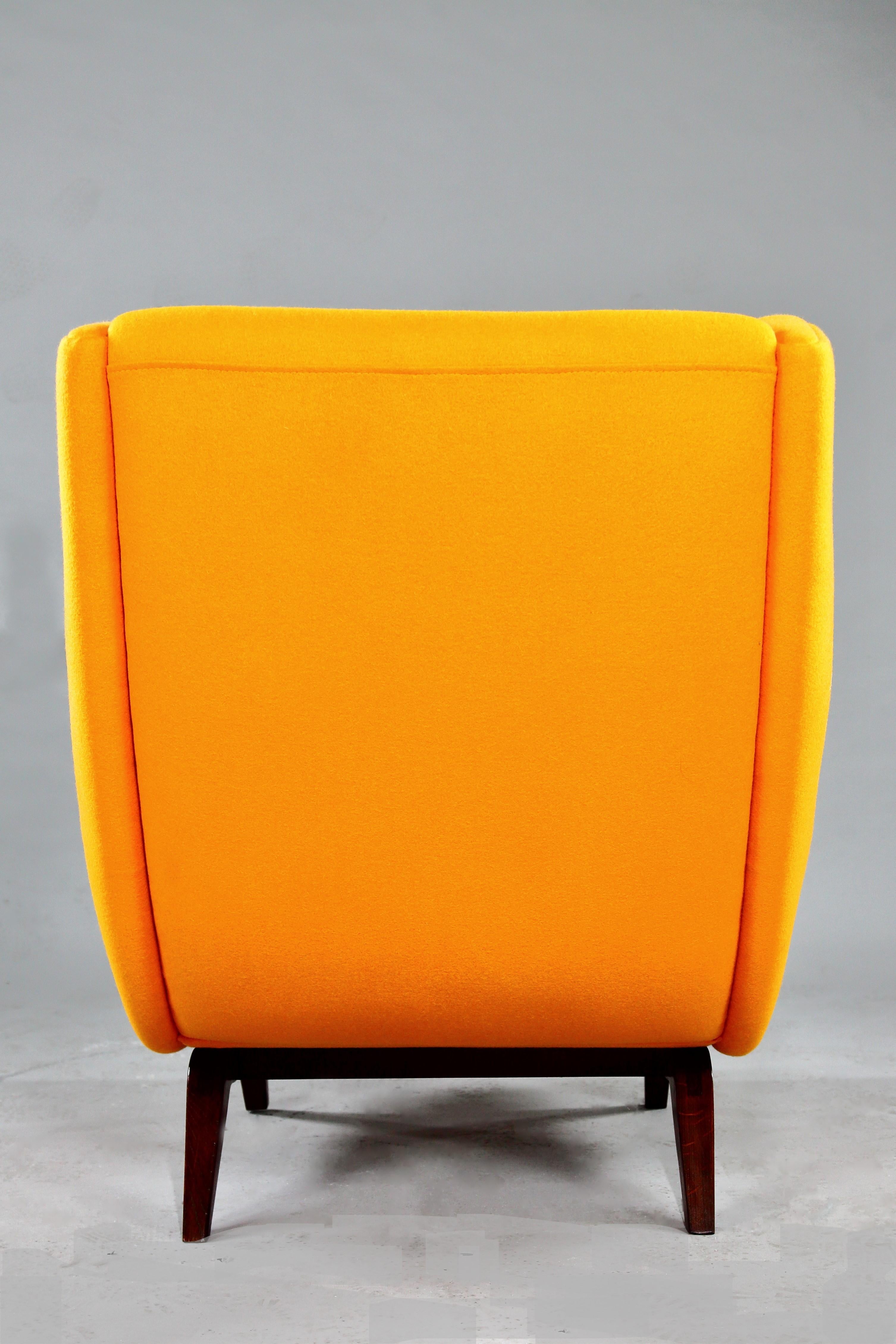 1950 Illum Wikkelsø Wingback Chair 'Model 110' Teak Wood Dominique Kieffer Wool For Sale 3