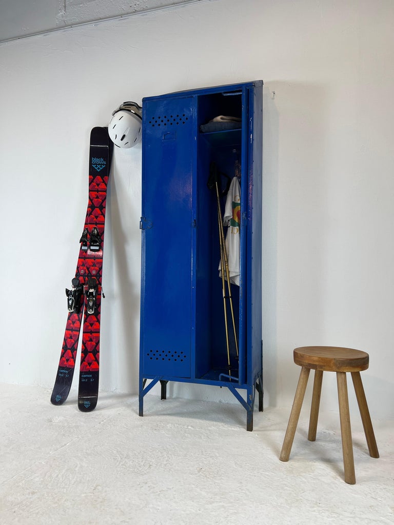 1950' Industrial Metal Locker with Metal Rivets For Sale at 1stDibs