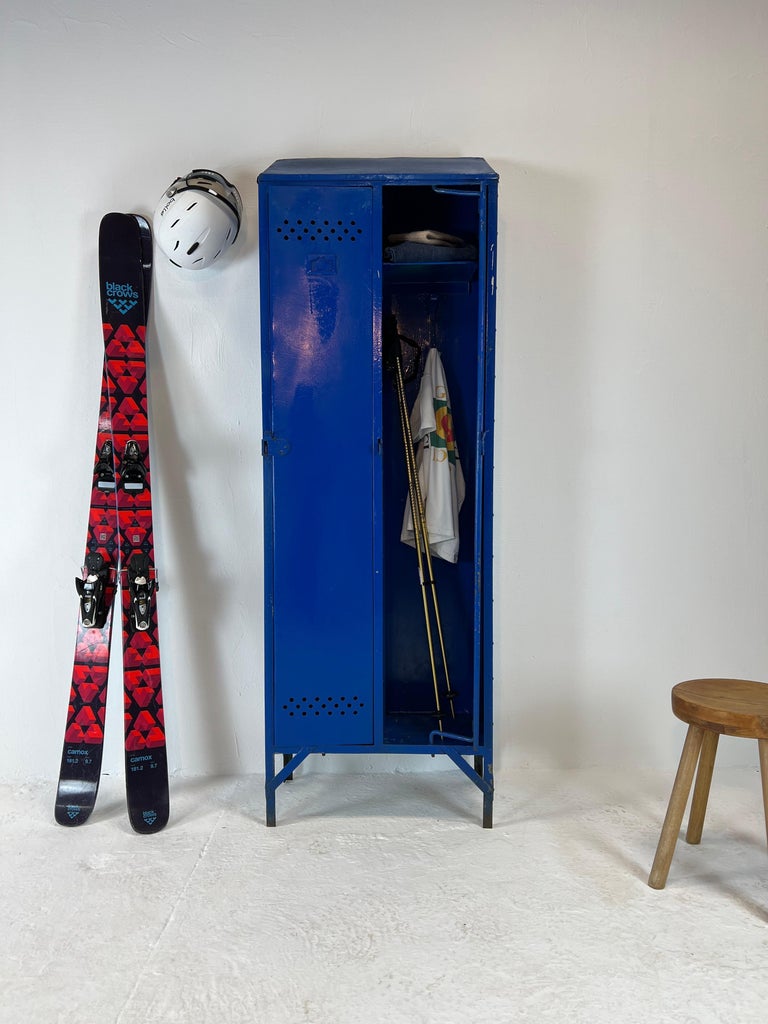 1950' Industrial Metal Locker with Metal Rivets For Sale at 1stDibs