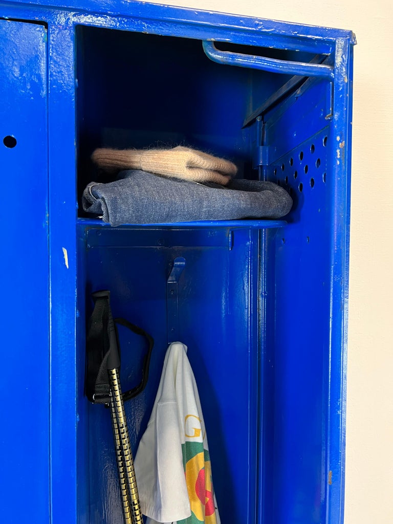 1950' Industrial Metal Locker with Metal Rivets For Sale at 1stDibs