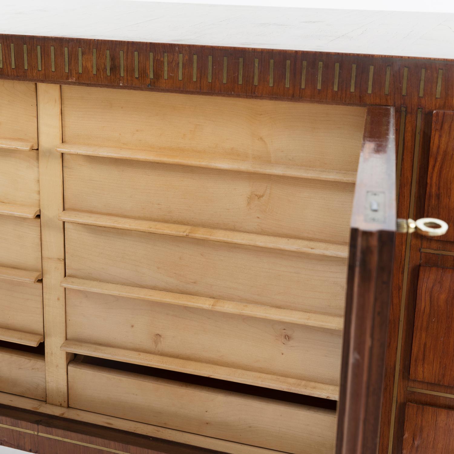 Mid-20th Century 1950 Inlaid Sideboard by Giovanni Gariboldi for Colli, Rosewood Sycomore Brass